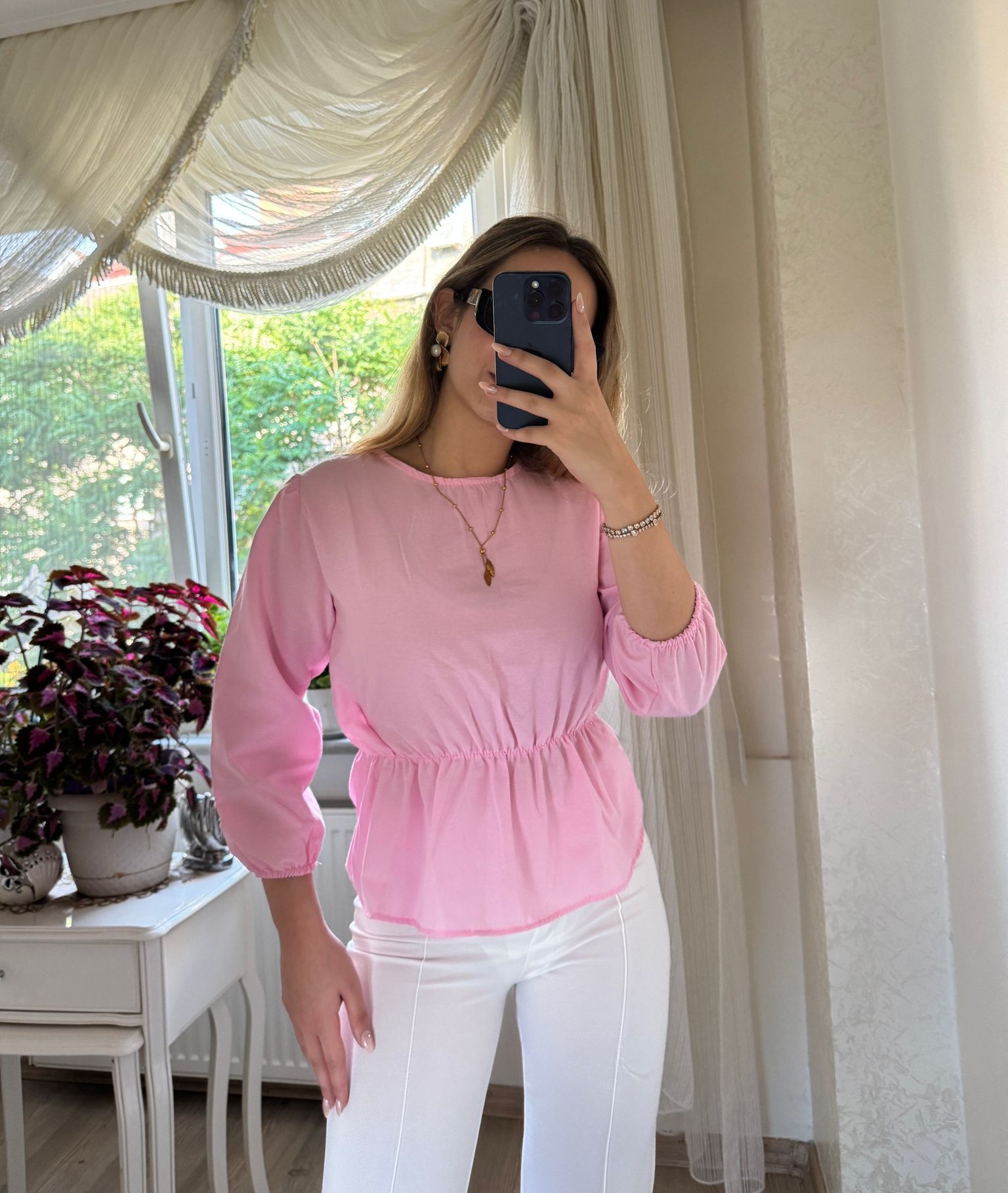 İnci Bel Bluz - Pembe