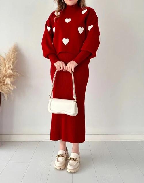 Kalpli Bolero Takım - Kırmızı