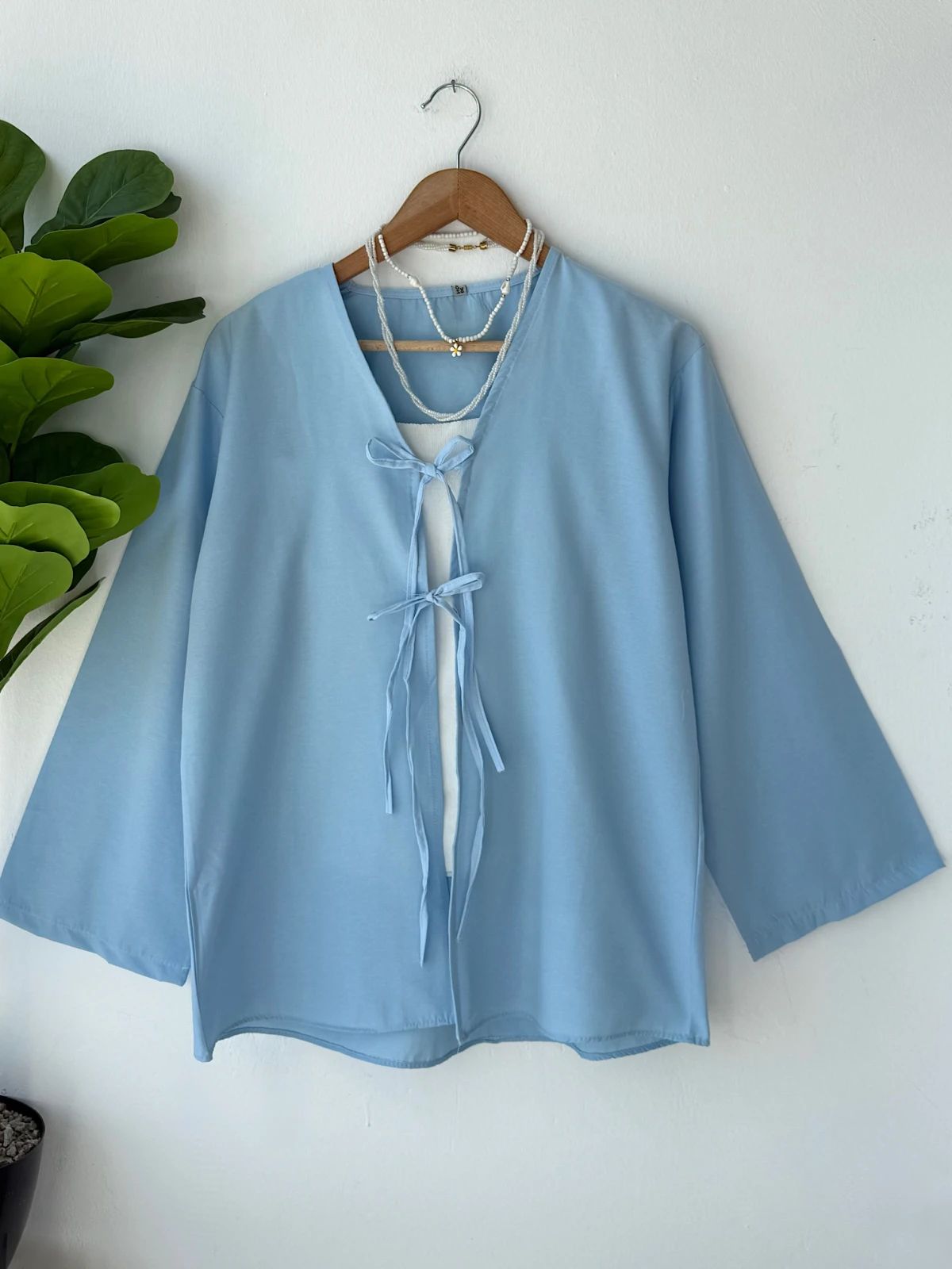 İki İpli Bağlamalı Kimono - Bebe Mavisi