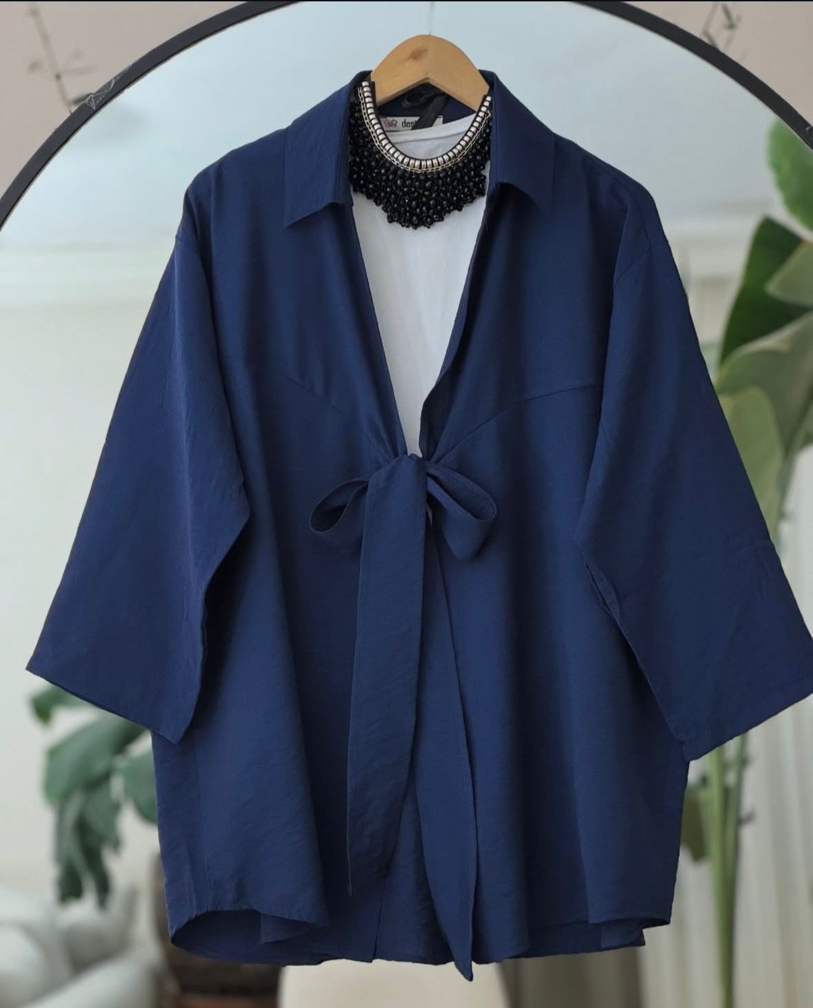 Bağlama Detay Kimono Gömlek - Lacivert