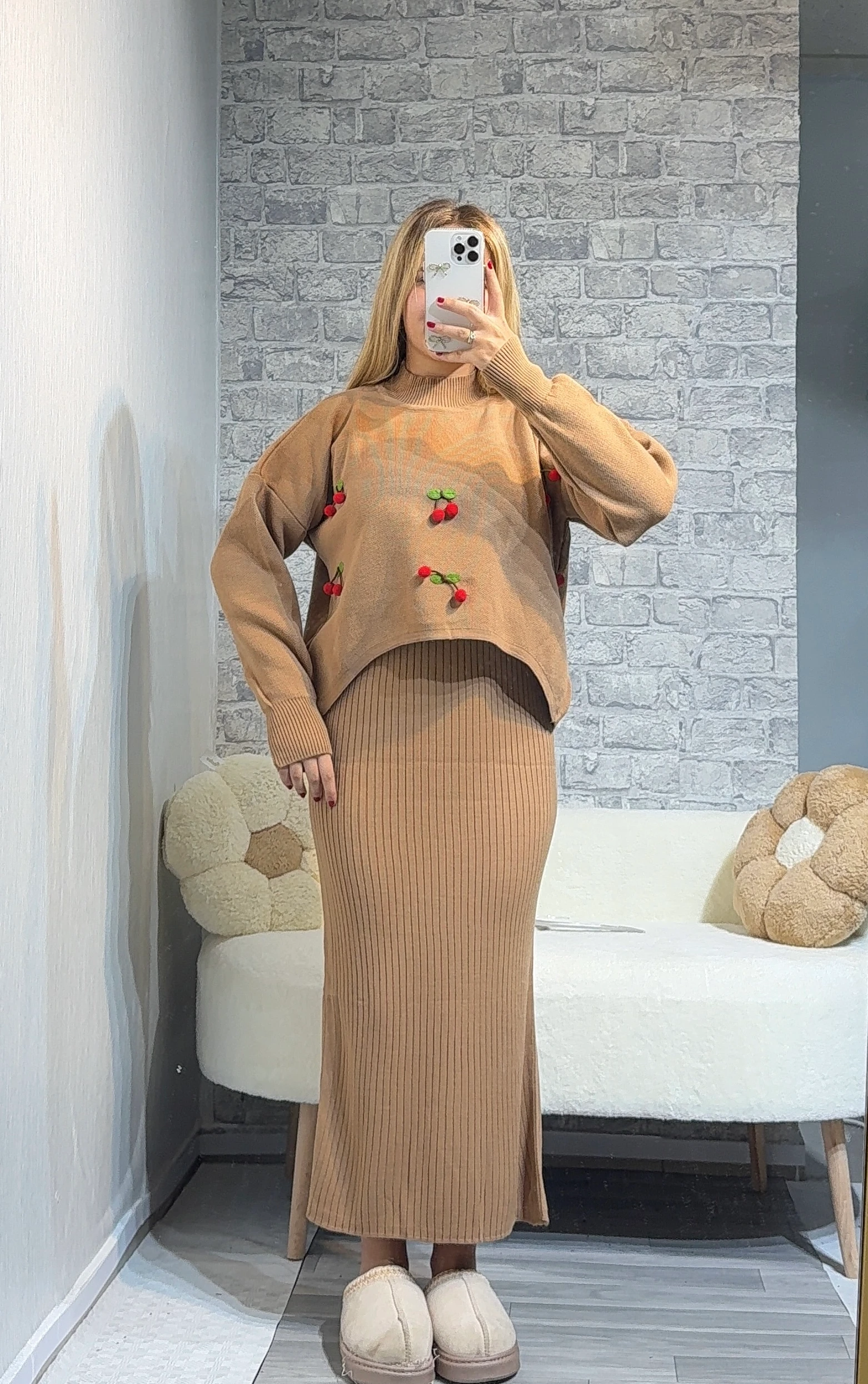 Kiraz Kazaklı İkili Takım Elbise - Camel