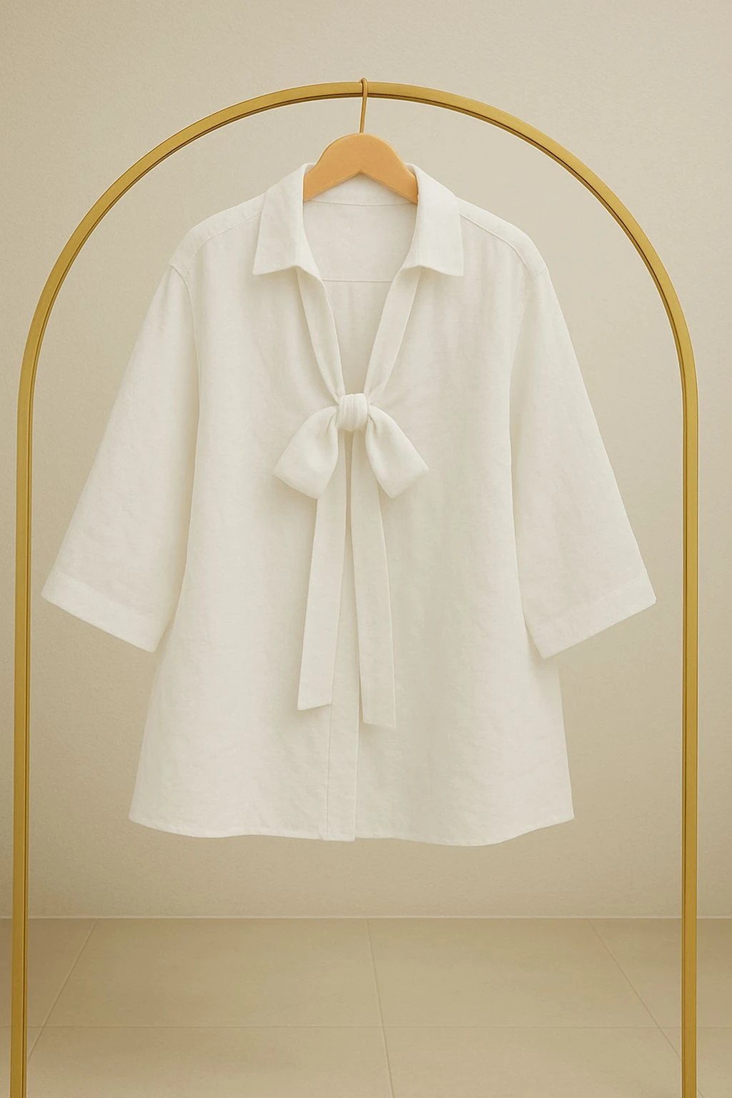 Bağlama Detay Kimono Gömlek - Beyaz