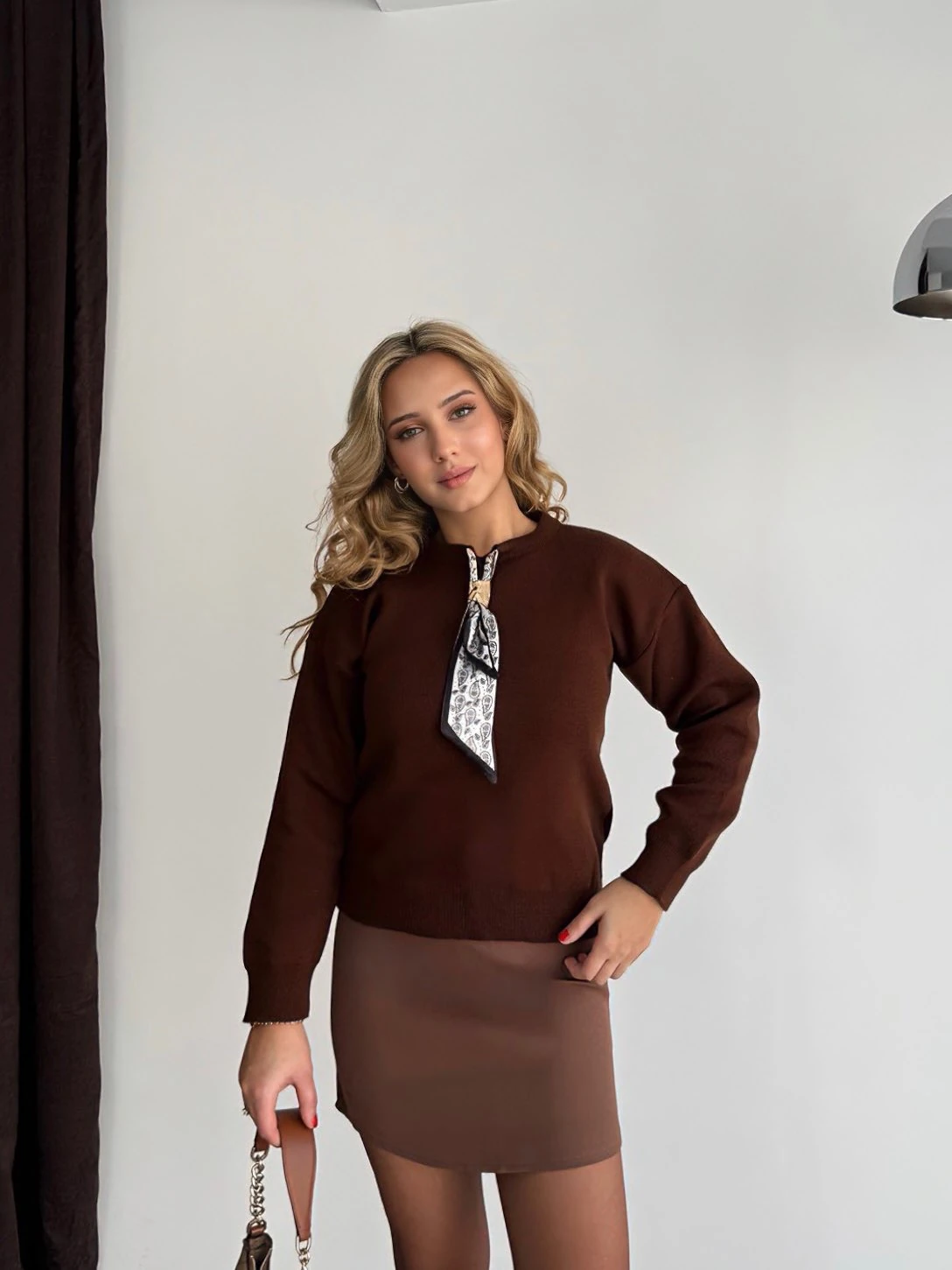 Fularlı Kazak - Kahverengi