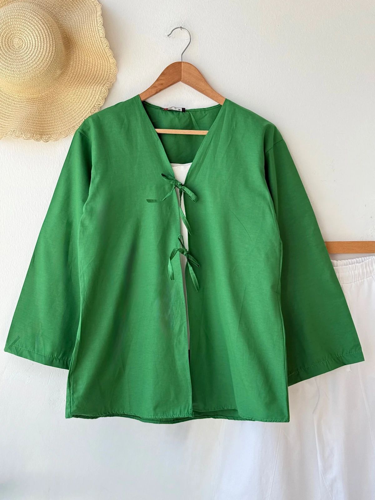 İki İpli Bağlamalı Kimono - Benetton Yeşili