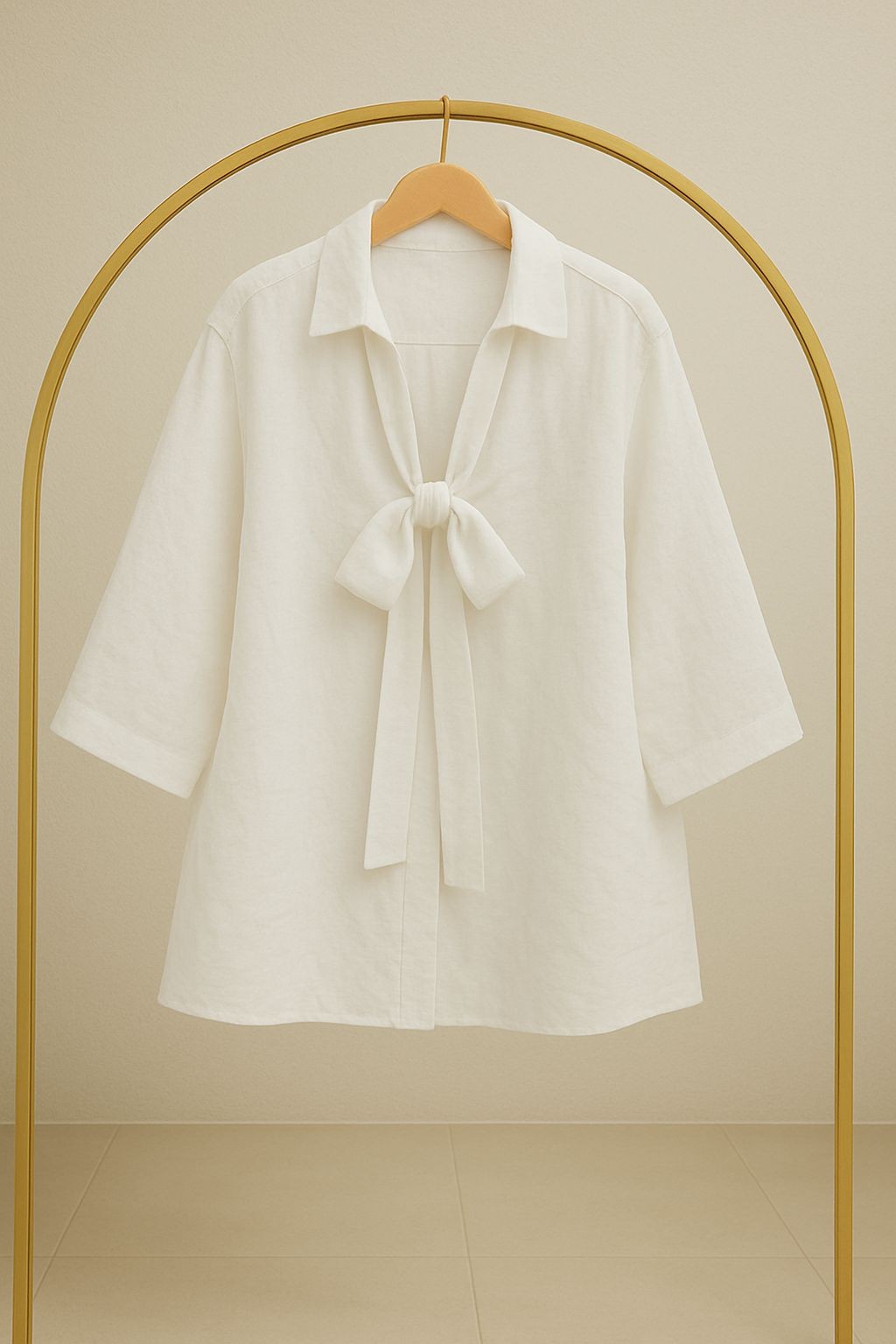 Bağlama Detay Kimono Gömlek - Beyaz