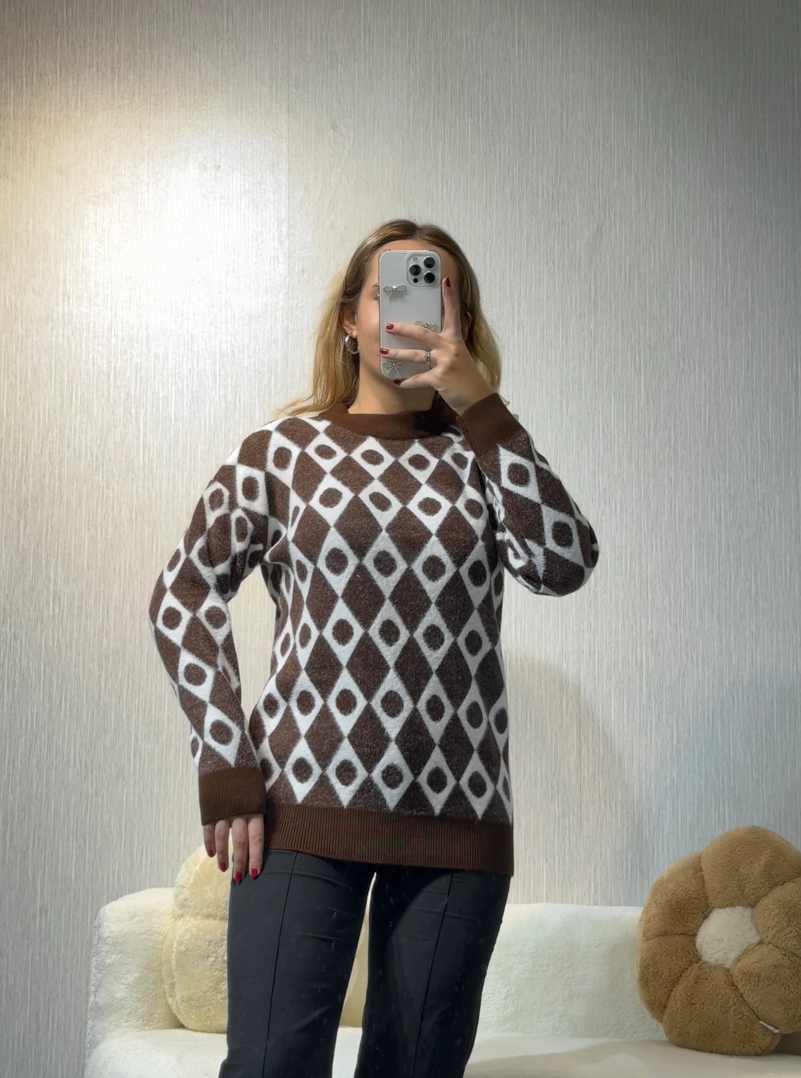 Baklava Desen Triko Kazak