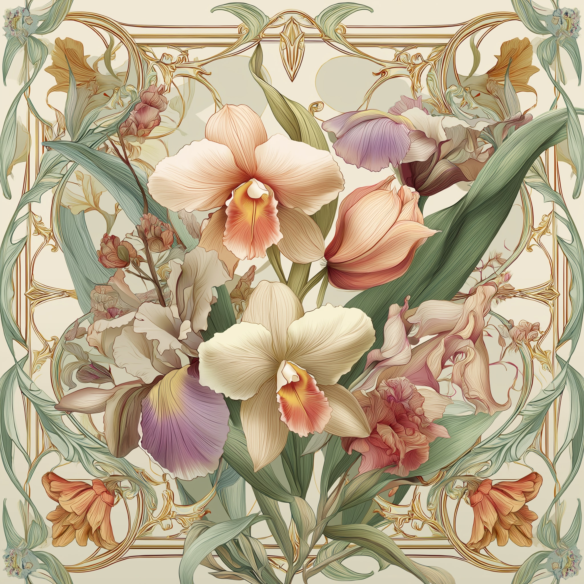 Orchidée Blanche Twill Saten Eşarp