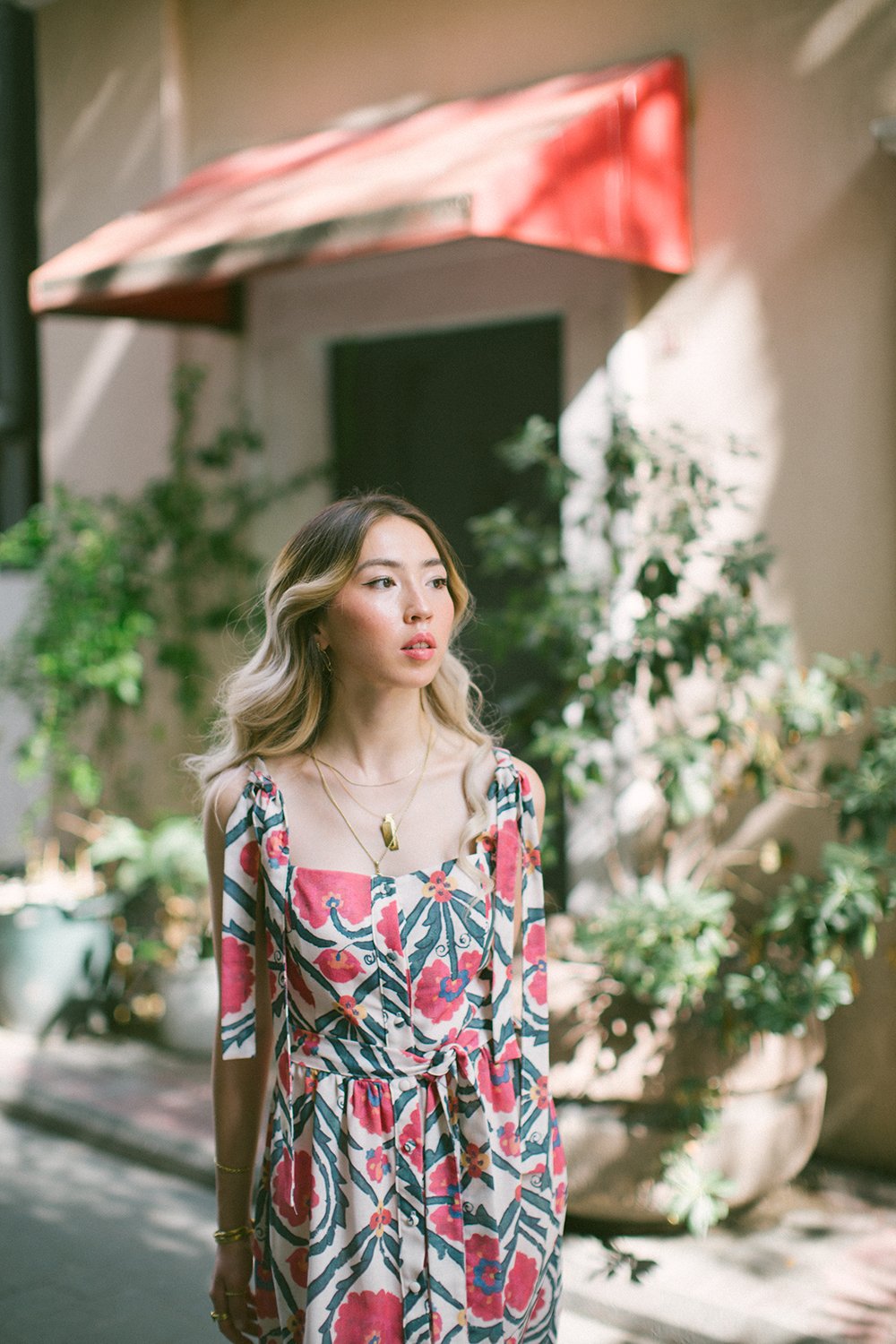 Vintage Suzani Askılı Keten Midi Elbise – Pembe