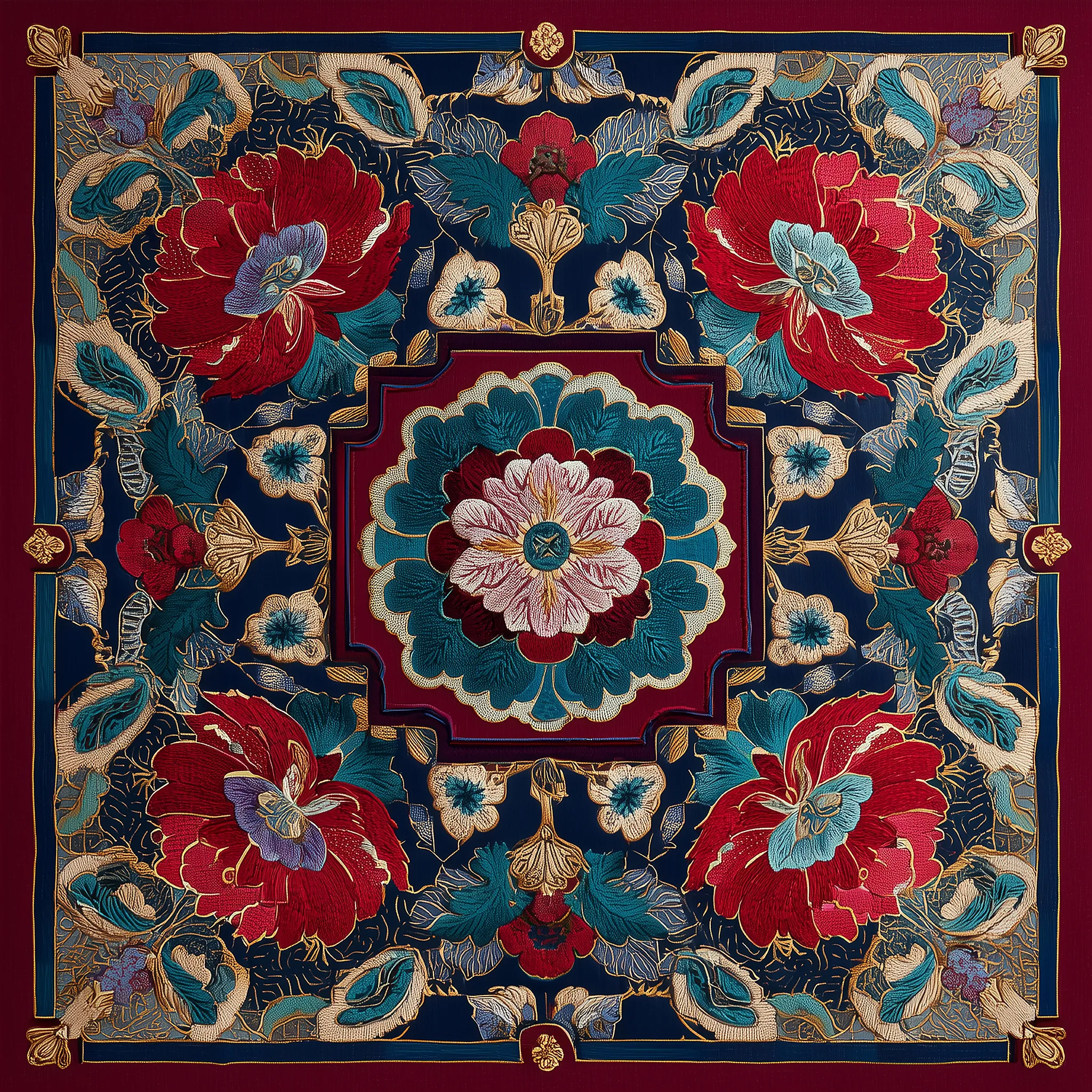 Scarlet Suzani İpek Fular | Pure Paris