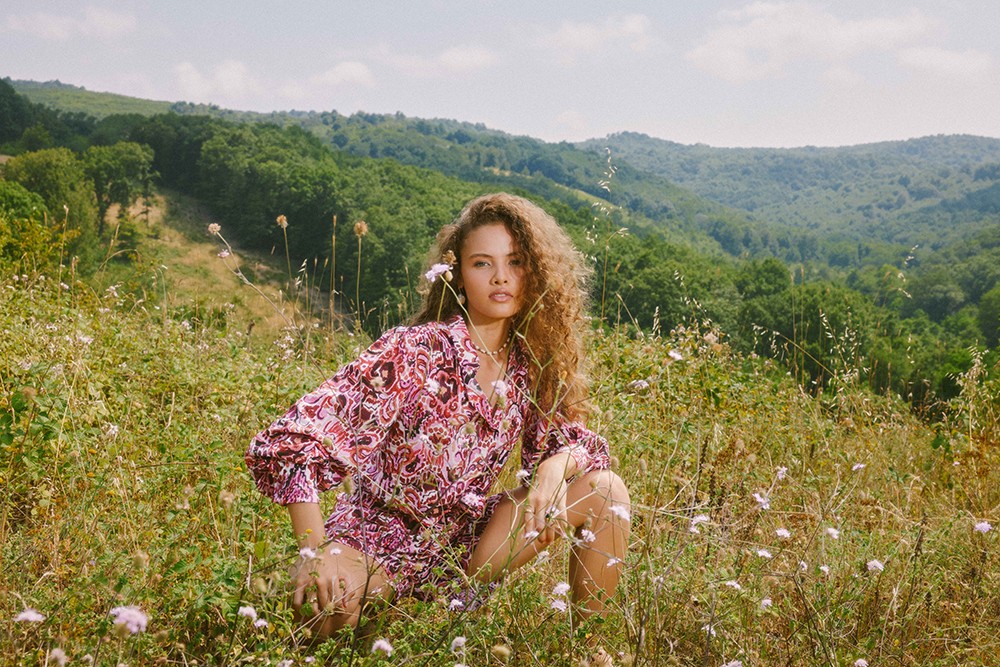 Pink Bouquet Shirt Dress