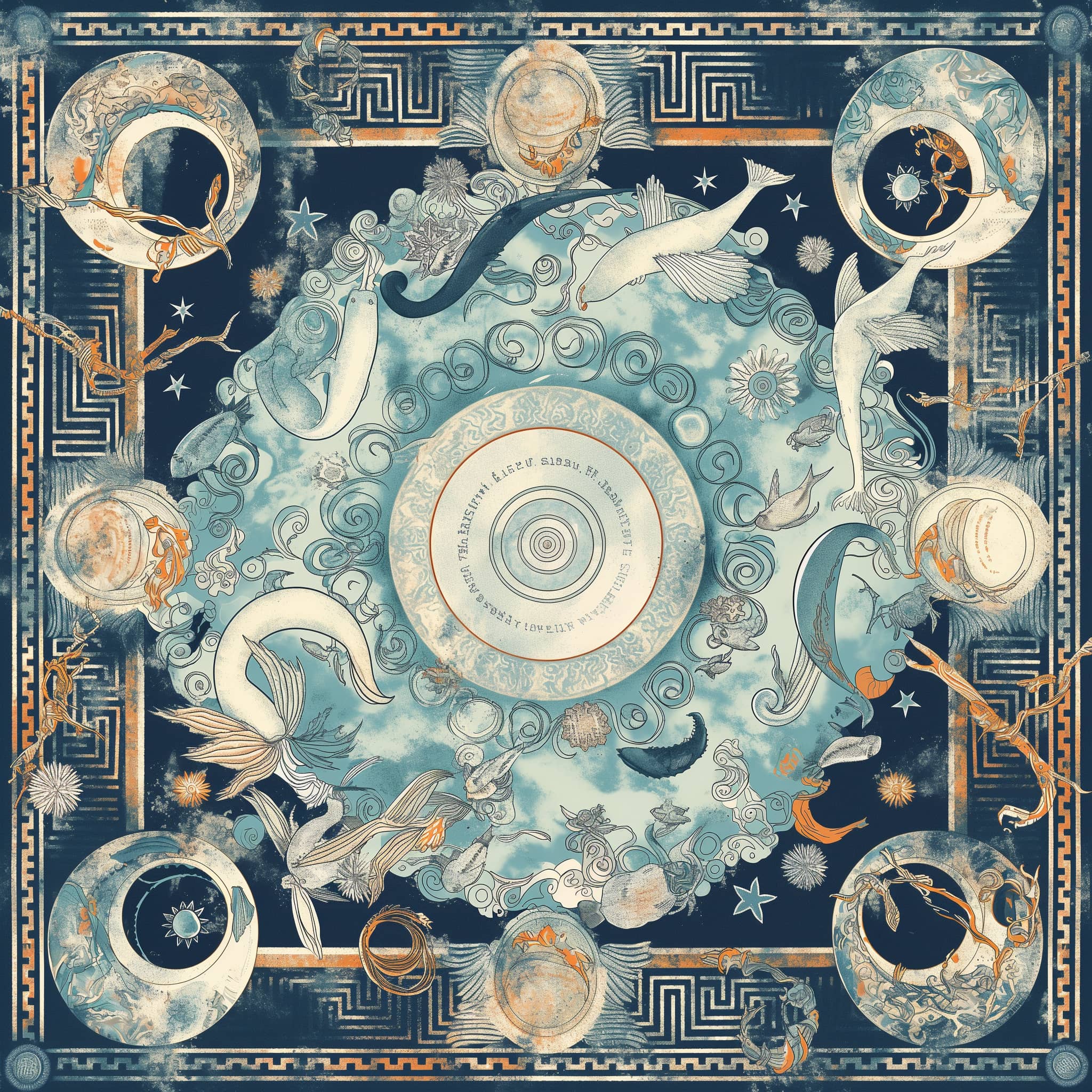 Oceanus Eterna Twill Saten Eşarp Mavi