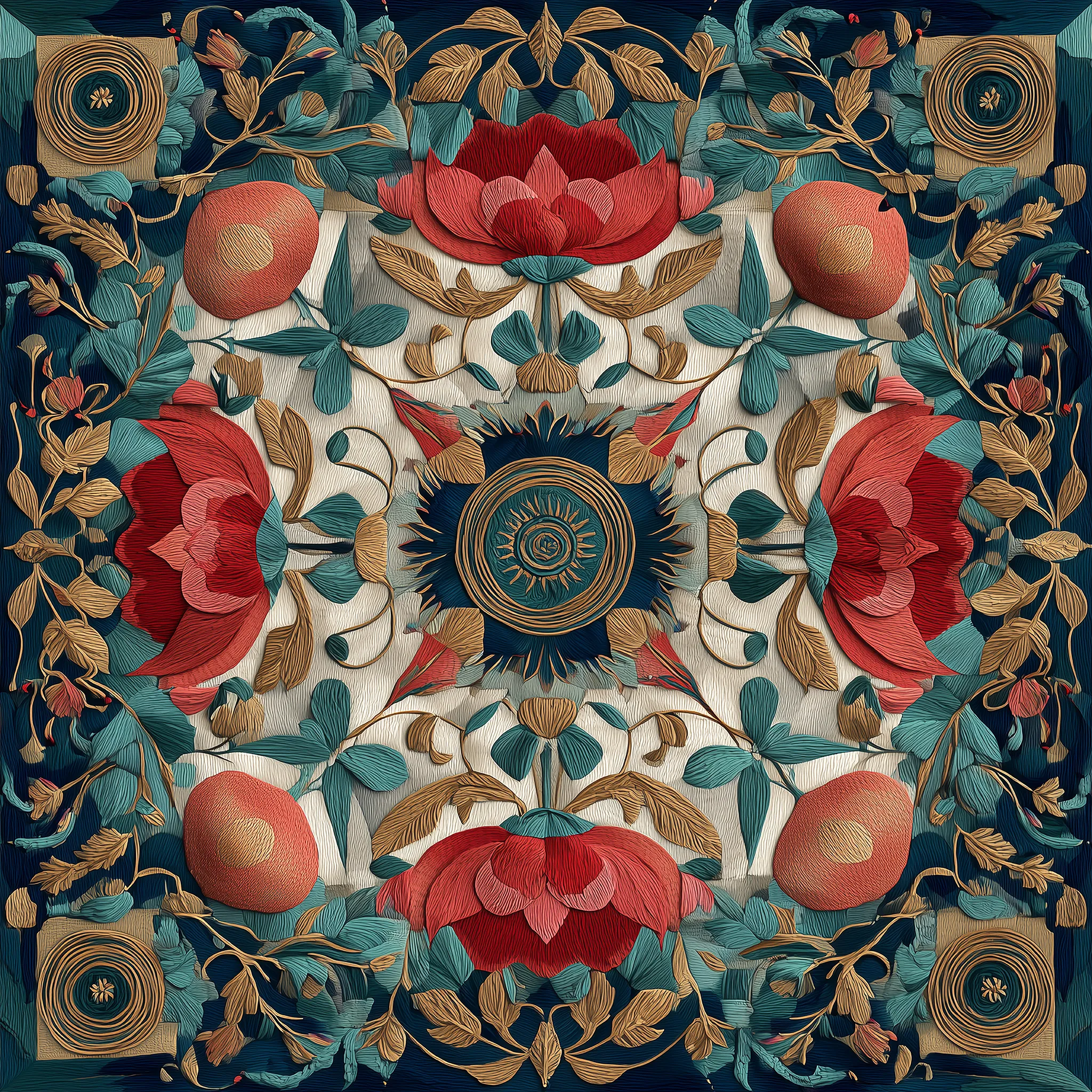 Coral Suzani İpek Fular | Pure Paris