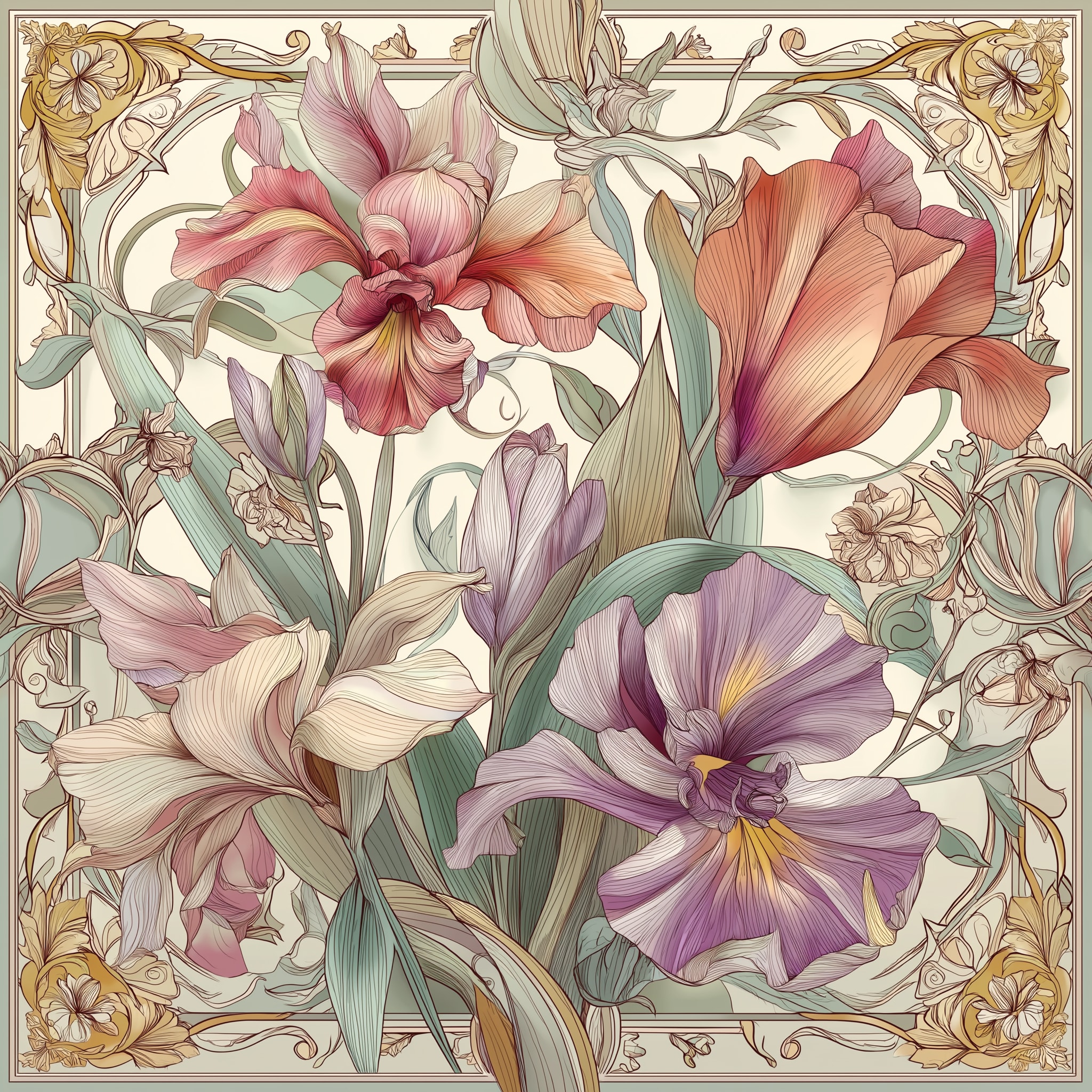 Chanson Florale Twill Saten Eşarp