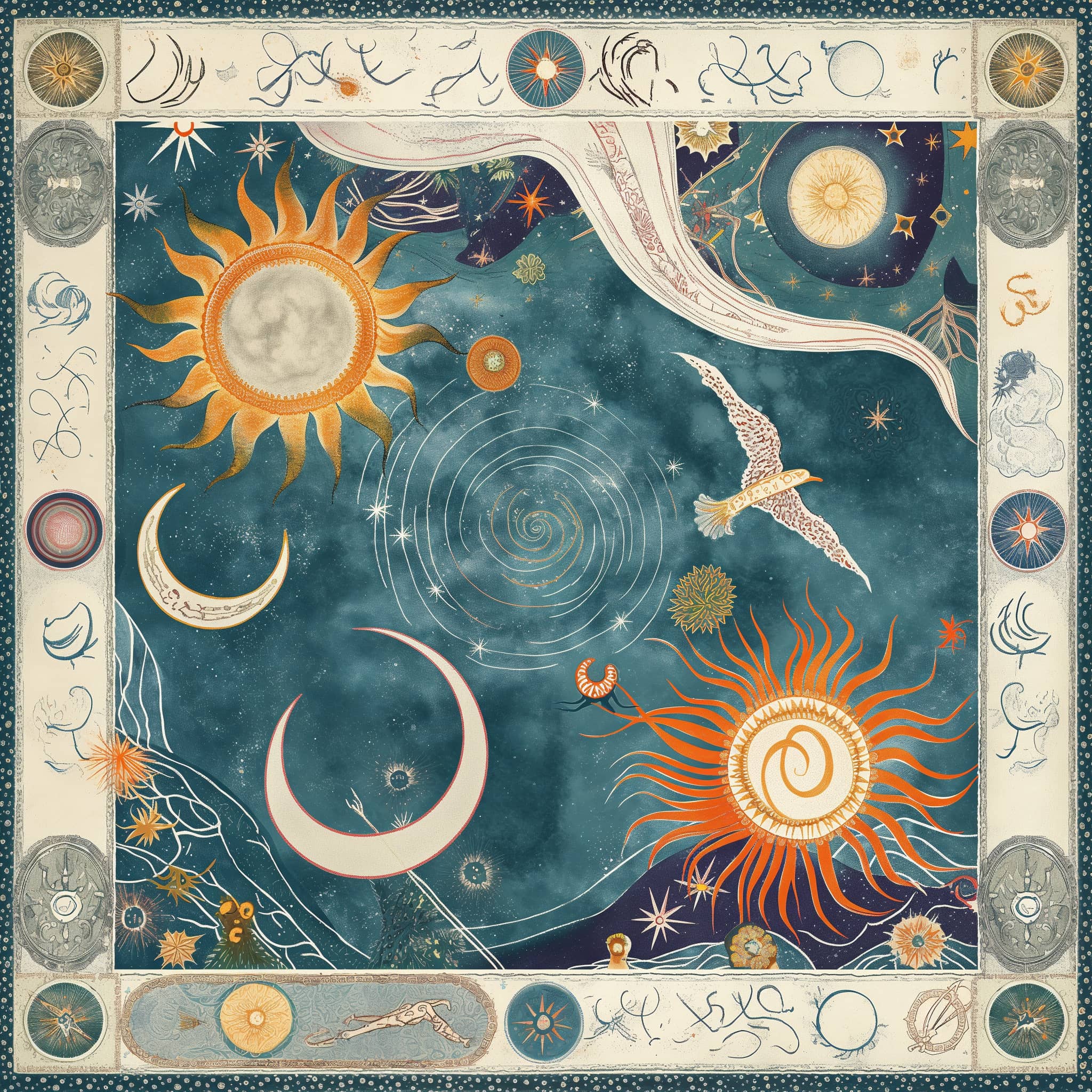 Oracle of Light Twill Saten Eşarp Mavi