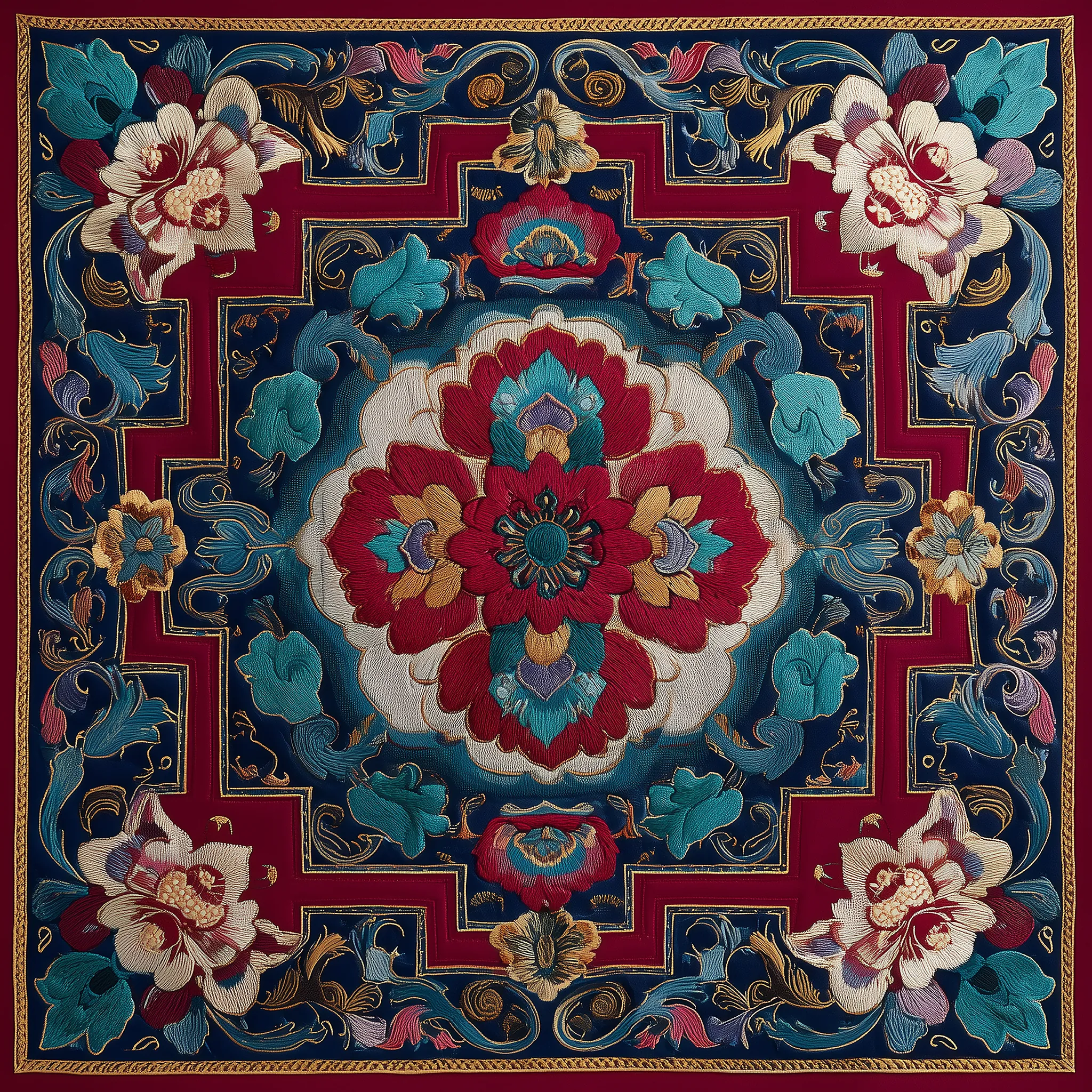 Red Suzani İpek Fular | Pure Paris