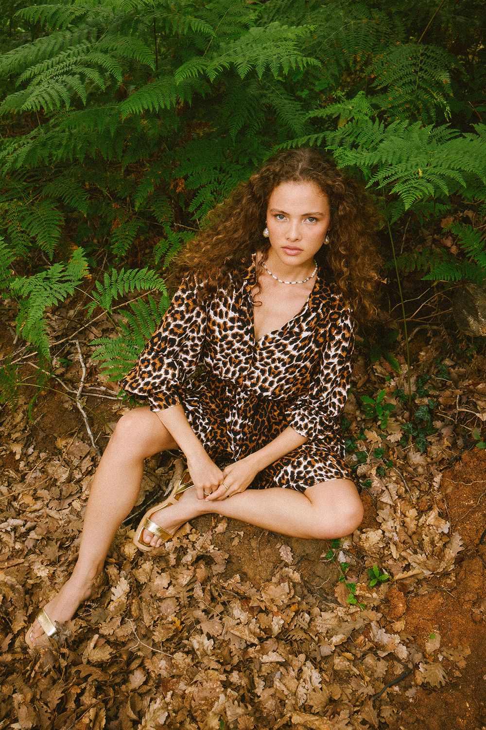Leopard Short Dress - Brown