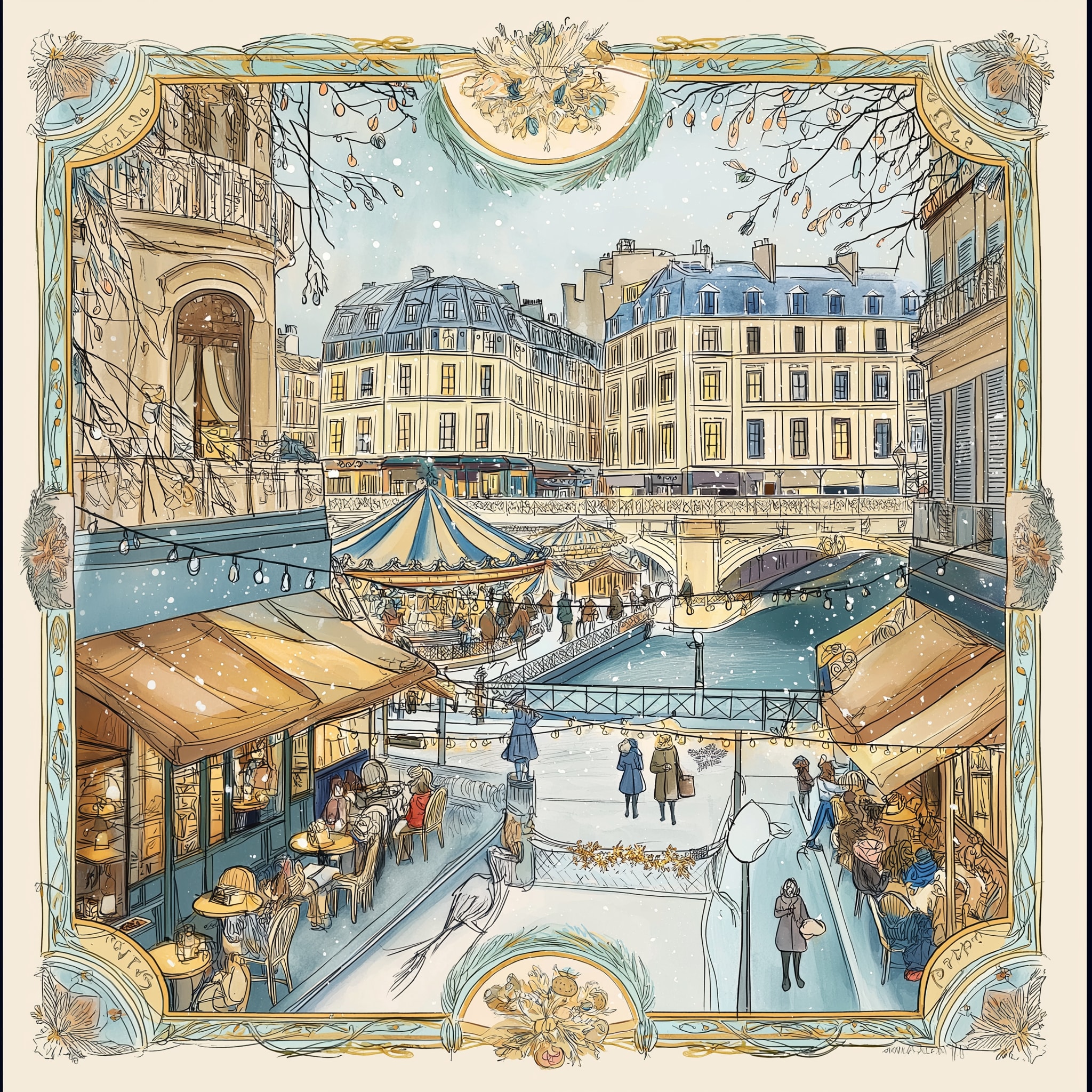 Carrousel des Rêves Twill Saten Eşarp