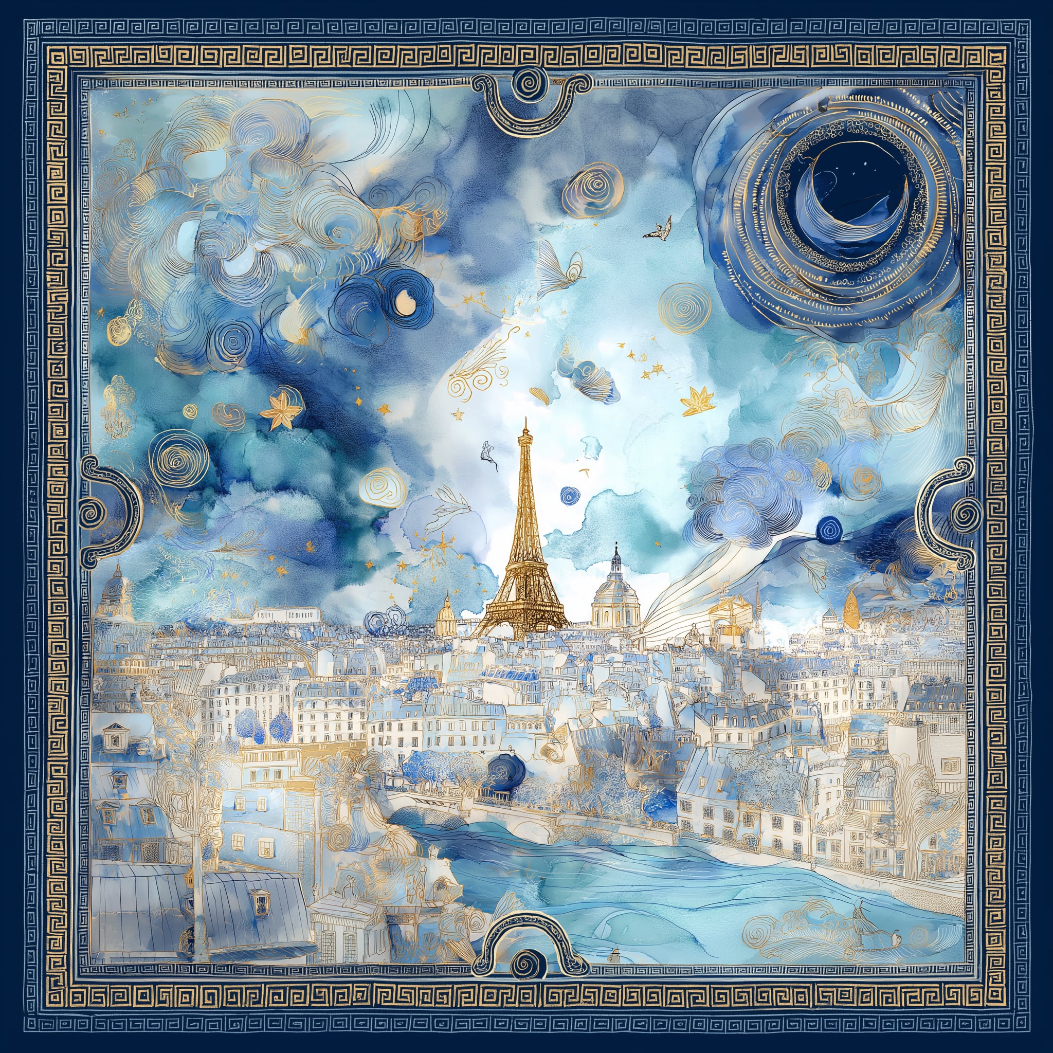 Rêves de Paris Twill Saten Eşarp 