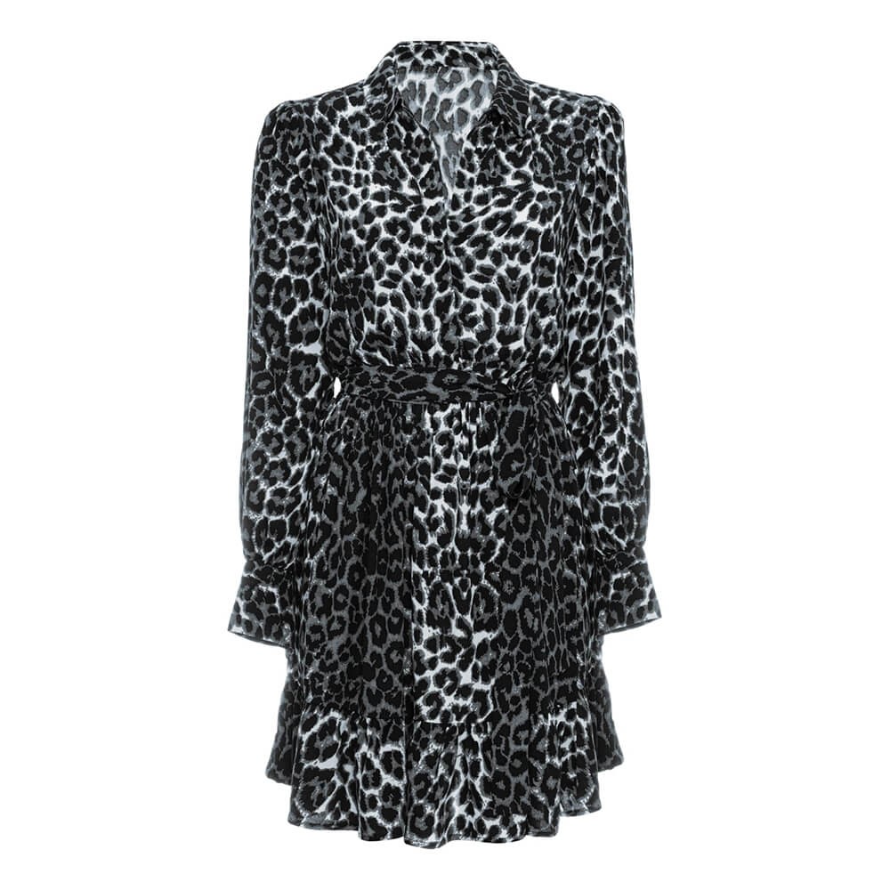 Leopar Fırfırlı Mini Elbise