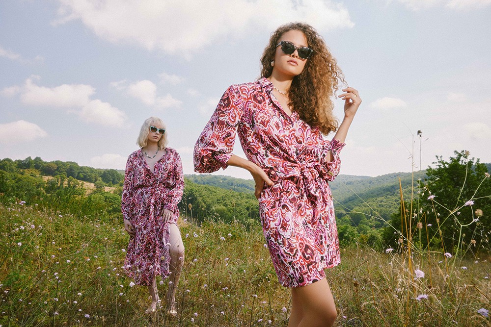 Pink Bouquet Shirt Dress