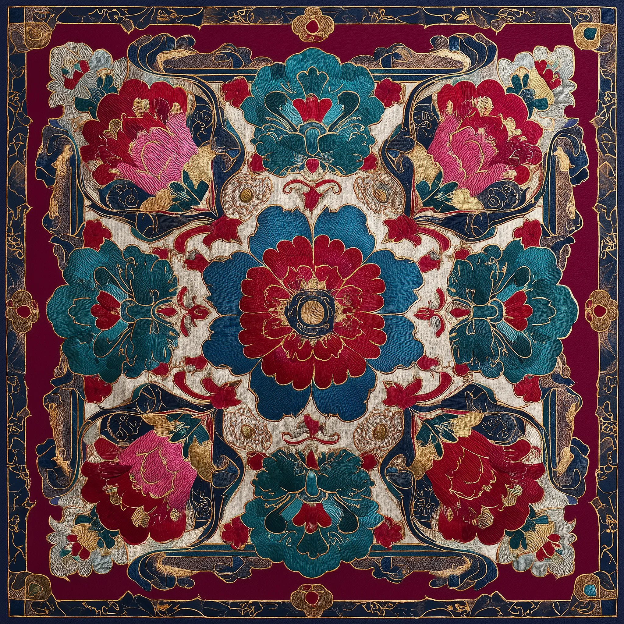 Ruby Suzani İpek Fular | Pure Paris