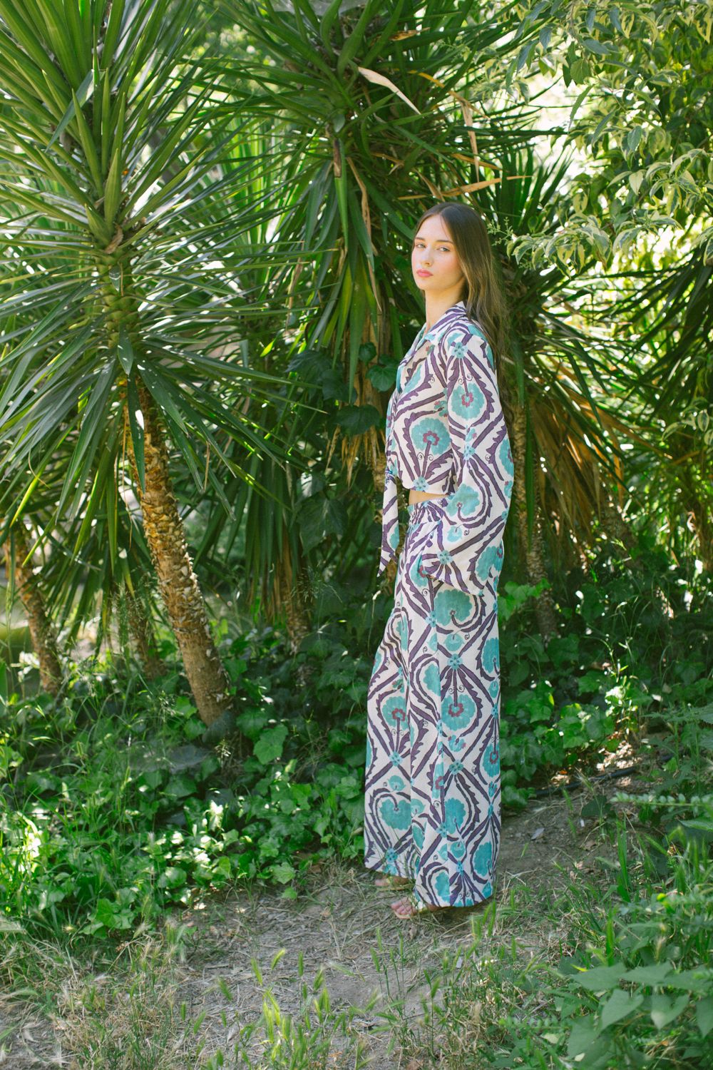 Vintage Suzani Belden Bağlamalı Gömlek ve Pantolon – Turkuaz