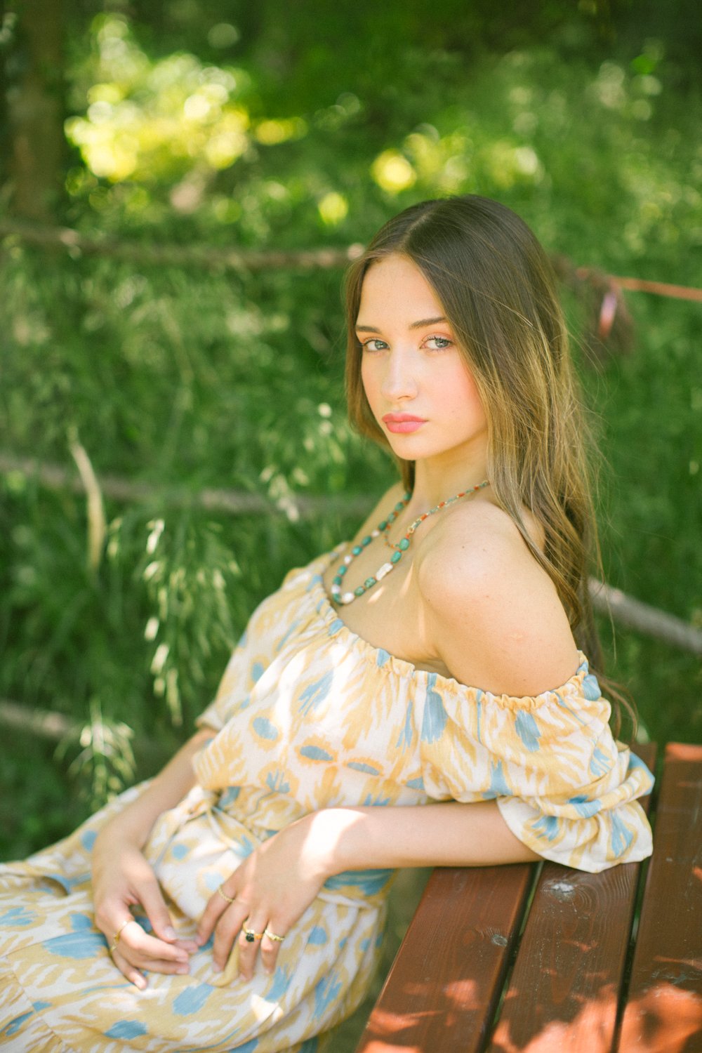 Patmos Linen Shoulder Dress – Blue & Mustard - Mavi Hardal