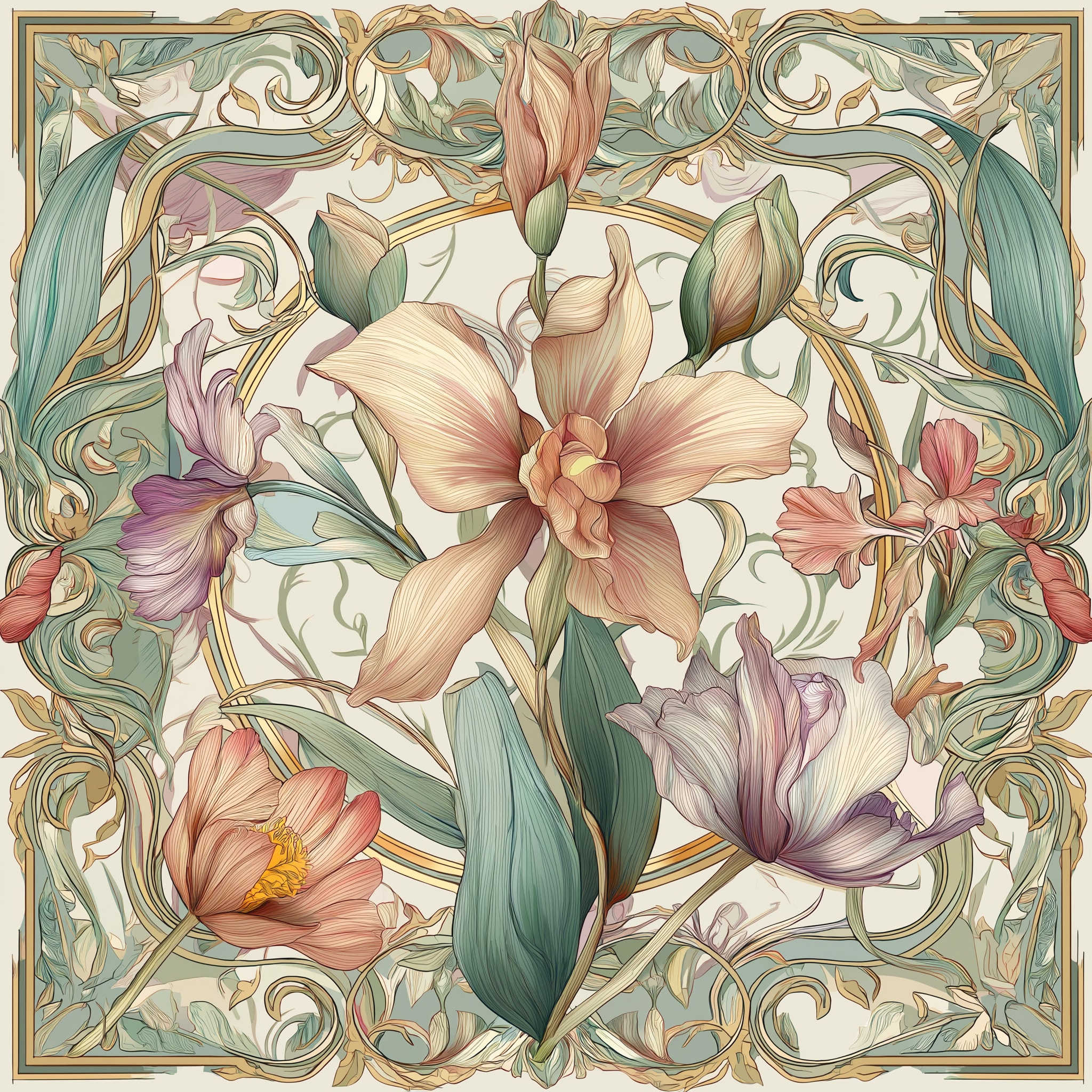 Belle Botanique Twill Saten Eşarp 