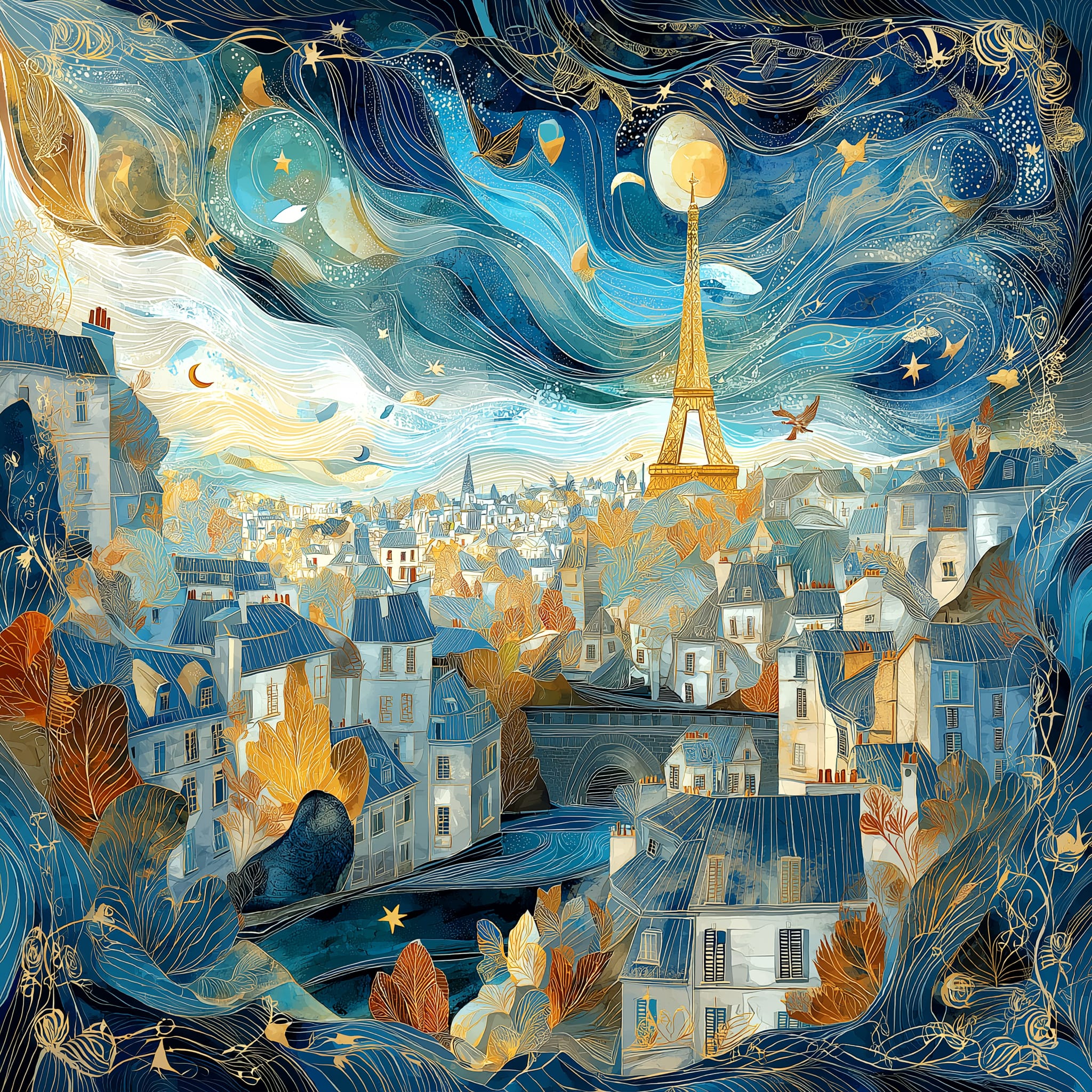 Reflets de Paris Twill Saten Eşarp