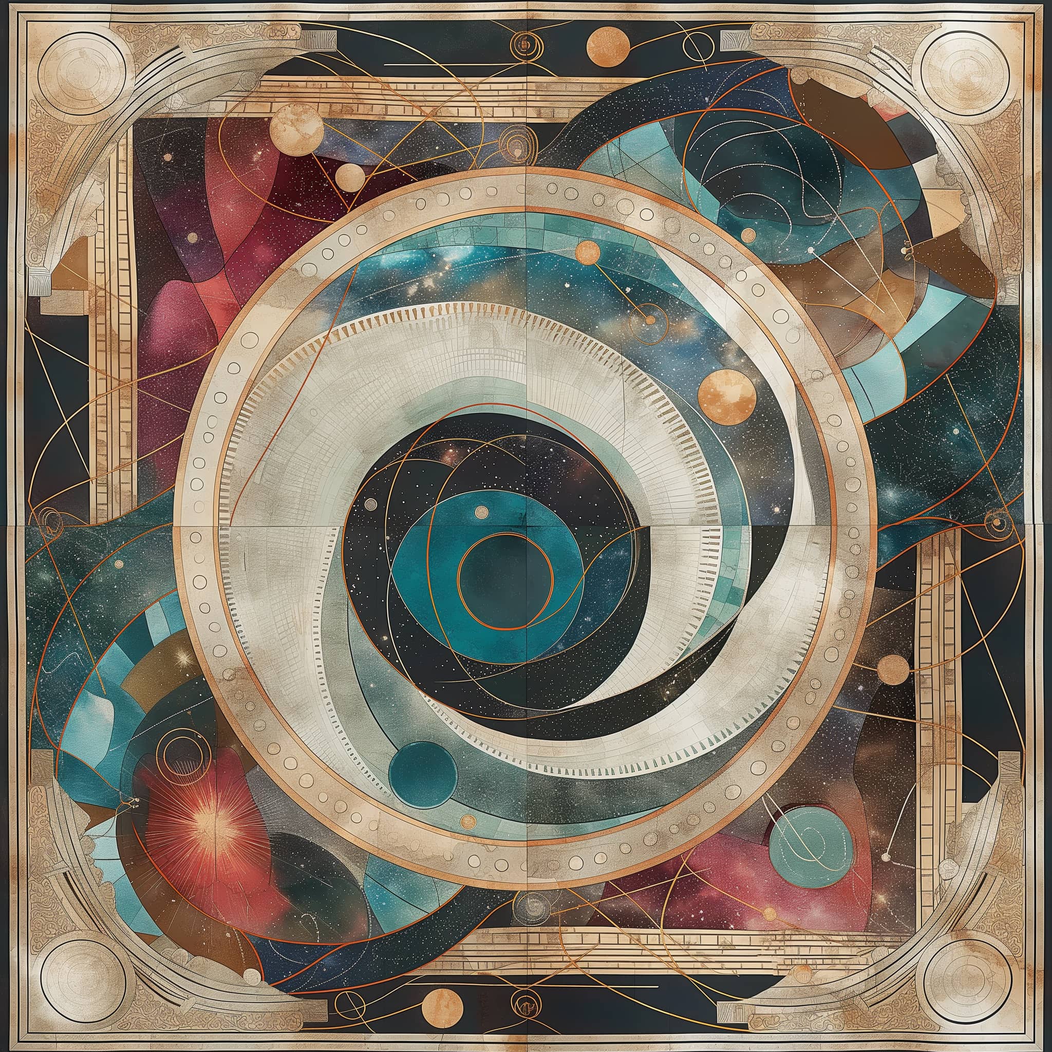 Astral Vortex Twill Saten Eşarp Lacivert