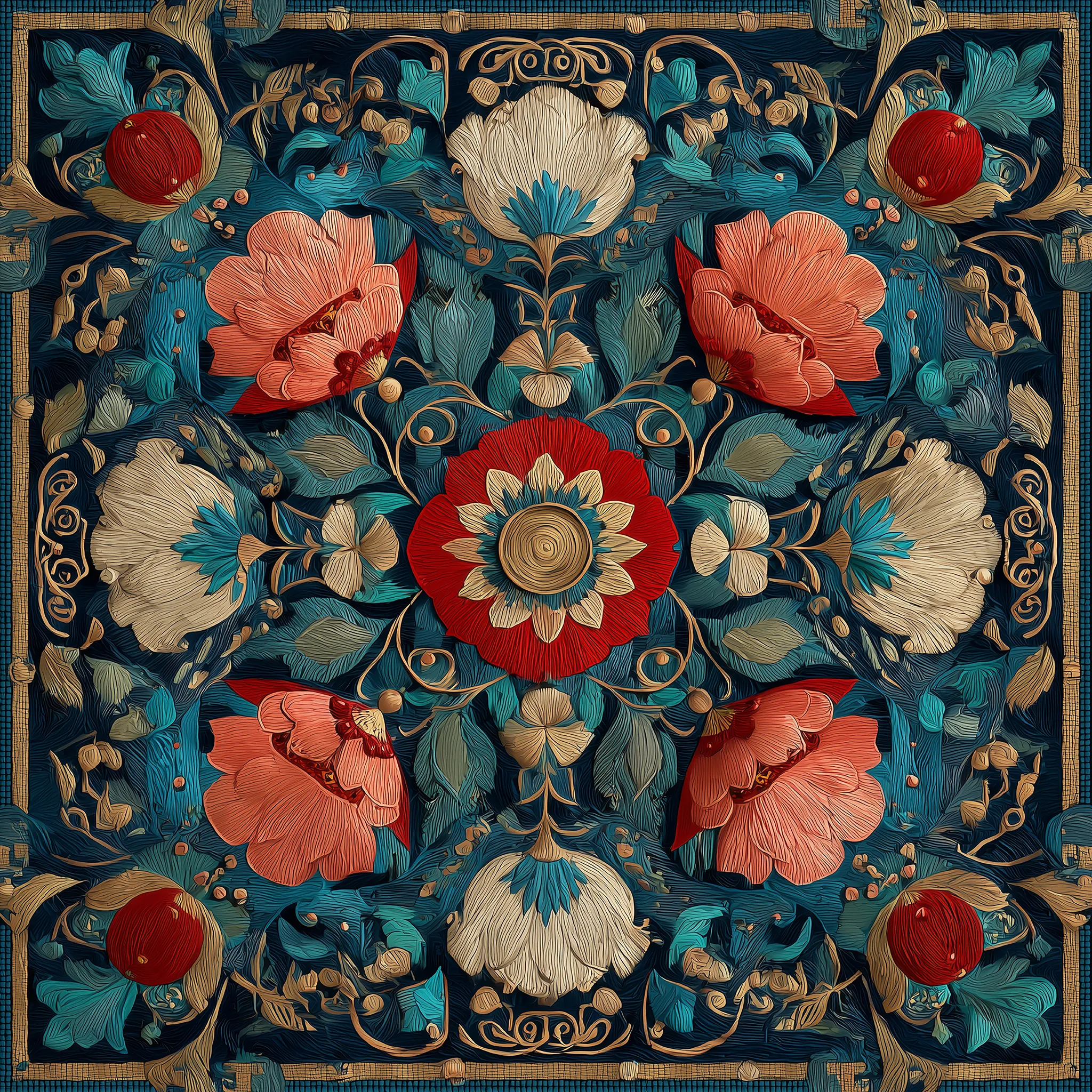 Azur Suzani İpek Fular | Pure Paris