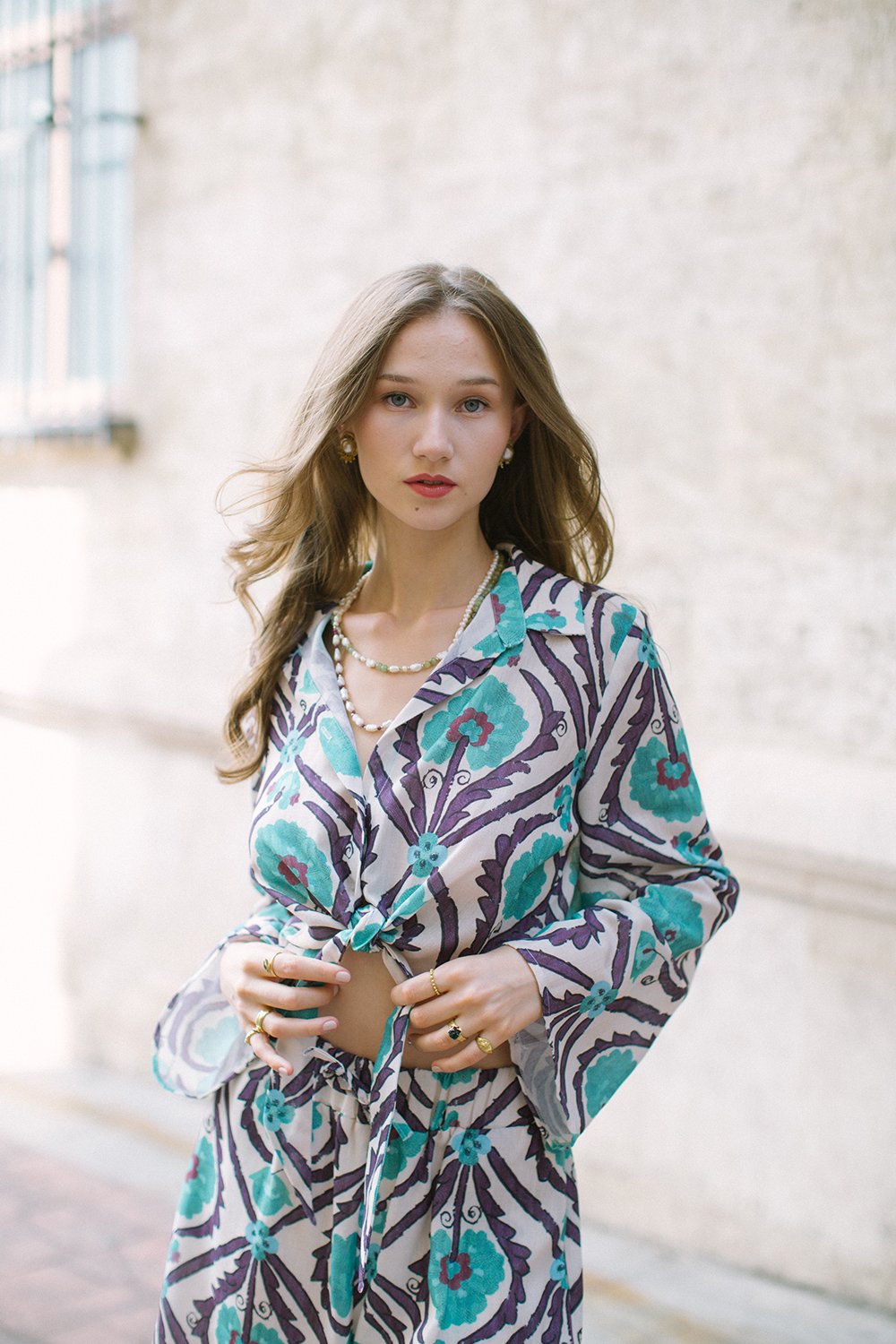 Vintage Suzani Shoulder Dress – Turquoise