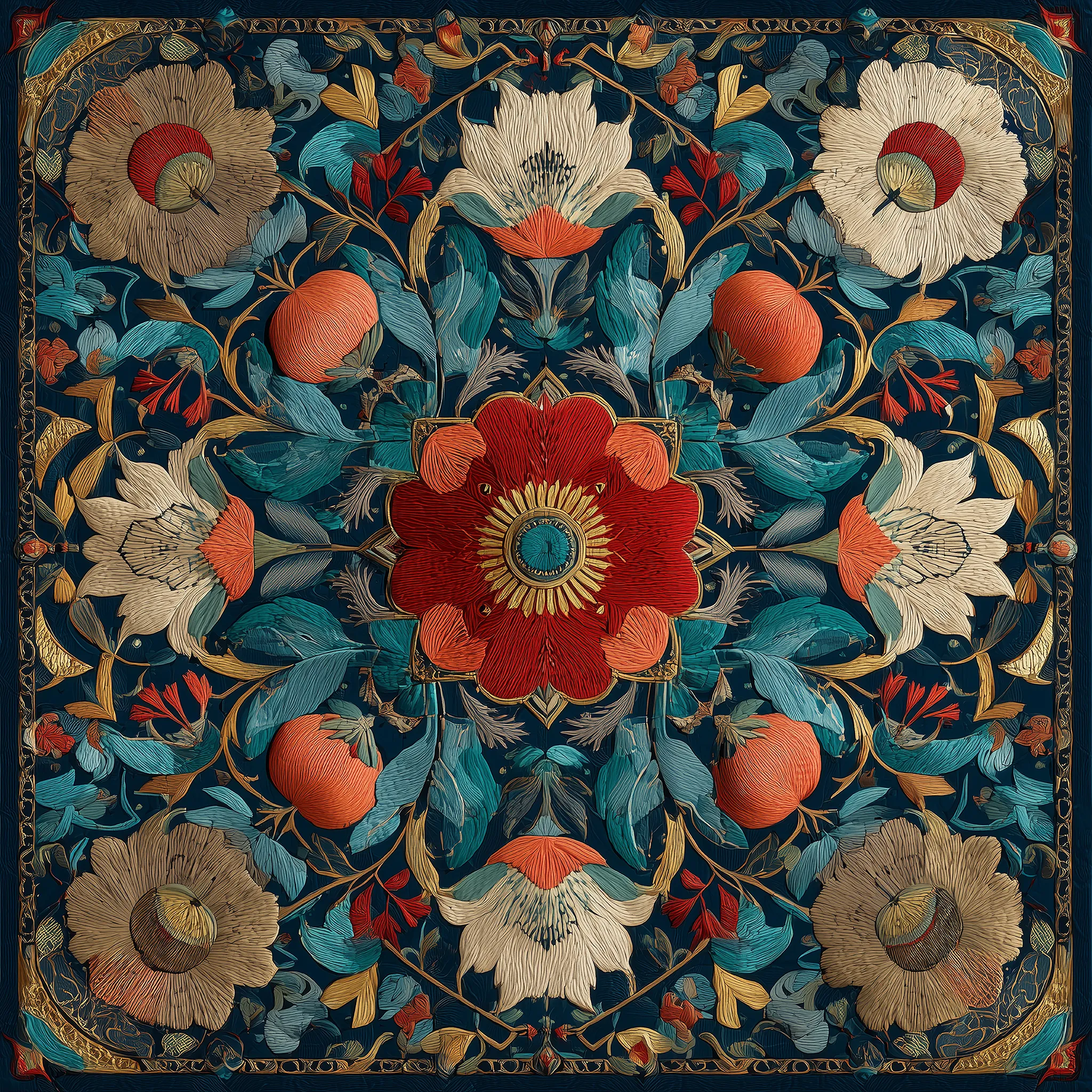 Sapphire Medallion İpek Fular | Pure Paris