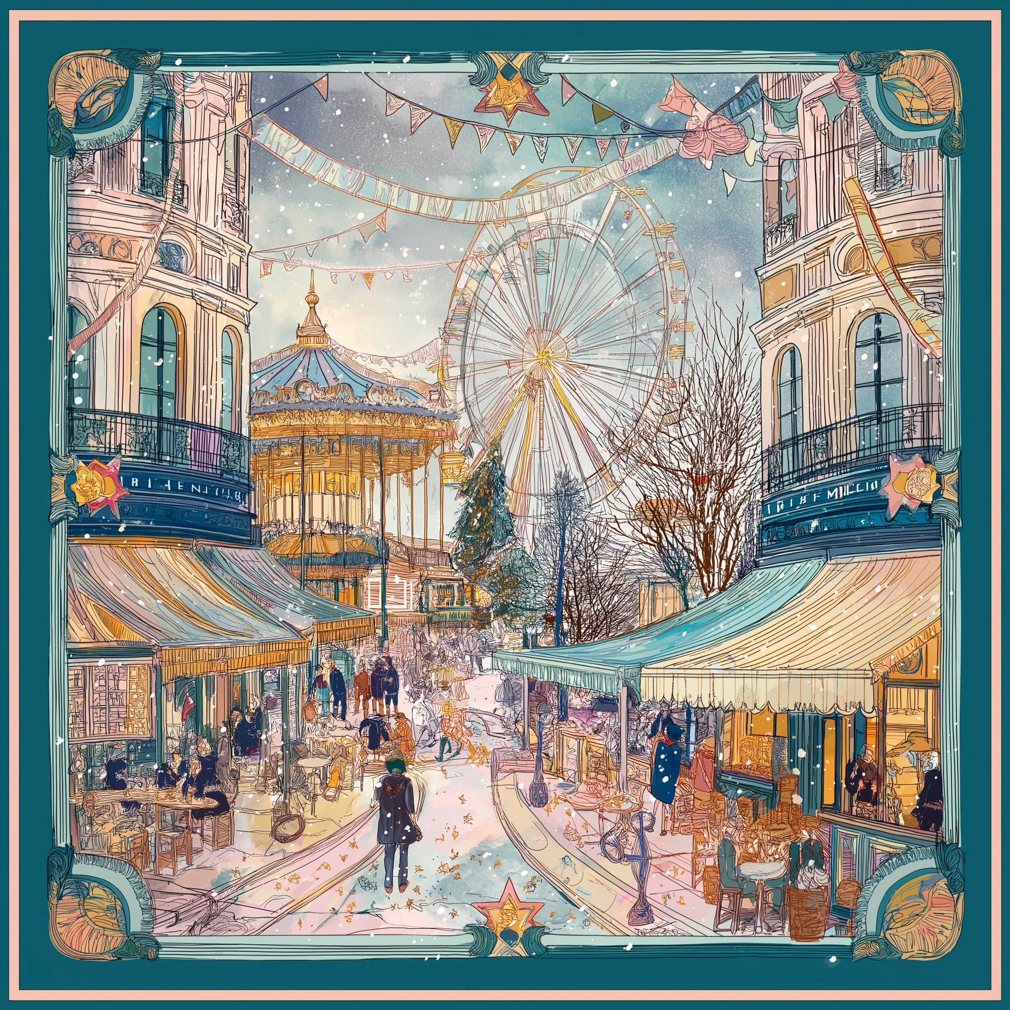 Le Carrousel Magique Twill Saten Eşarp