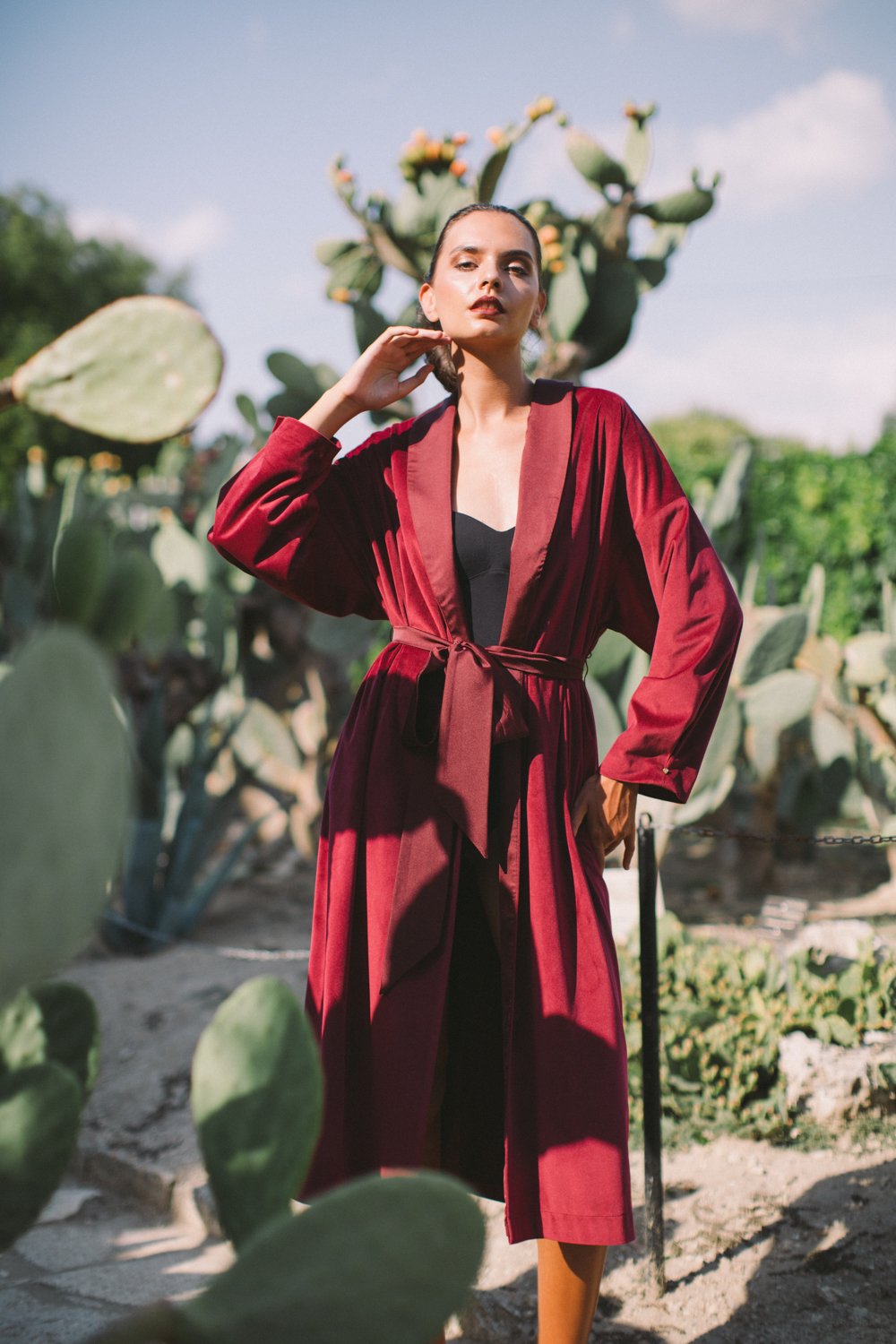 Agnes Velvet Robe Burgundy