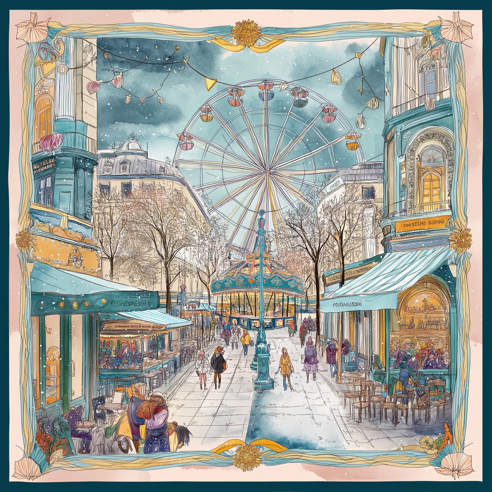 Le Carrousel de Minuit Twill Saten Eşarp