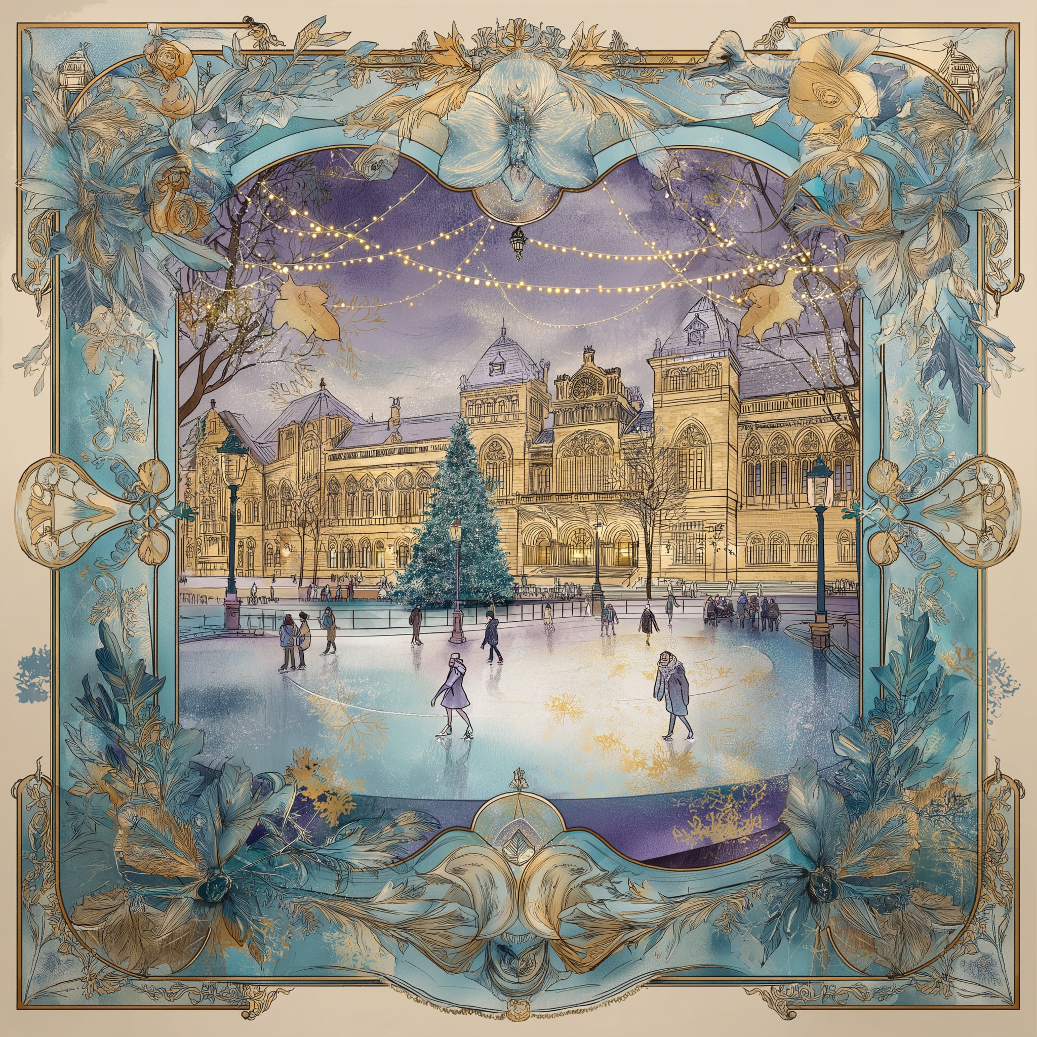 Winter Glide in London Twill Saten Eşarp