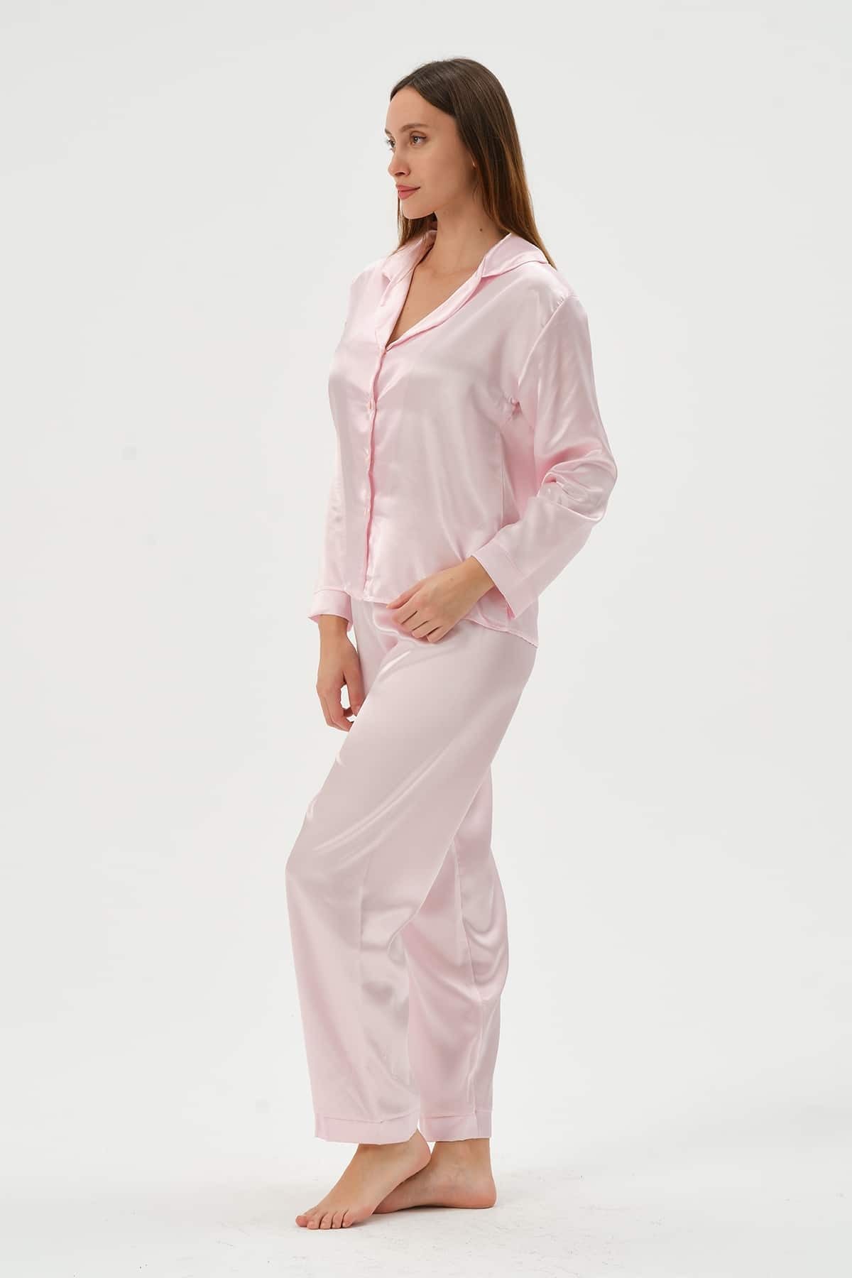 Kadın Saten 2'li Pijama Takımı - Pembe