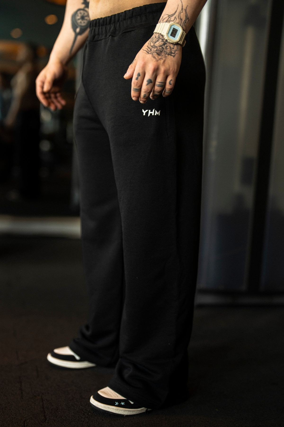 Streetwear Oversize Eşofman Altı | Siyah, Erkek, Rahat Kalıp, Logolu, Günlük Tarz