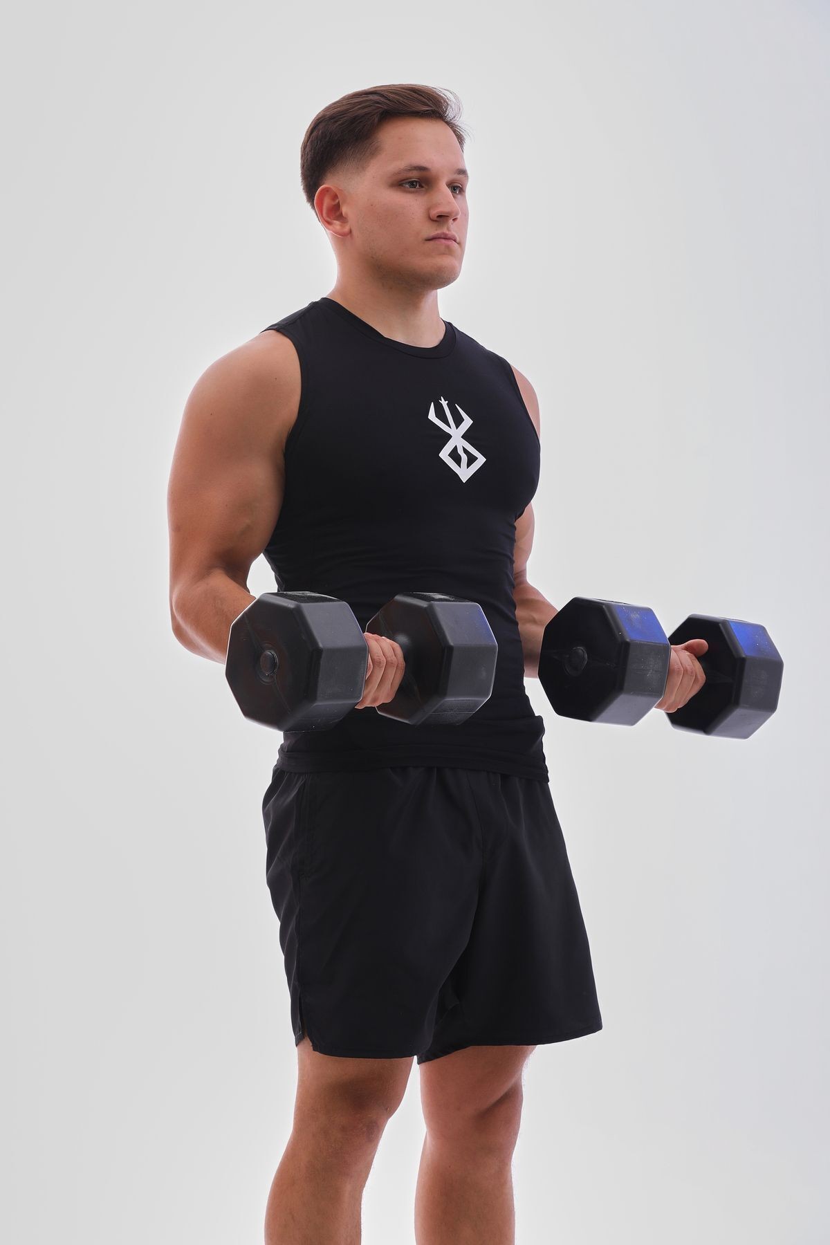 Sporcu Atlet Süper Esnek Kolsuz Fitness Tank Top Siyah Berserk Baskılı
