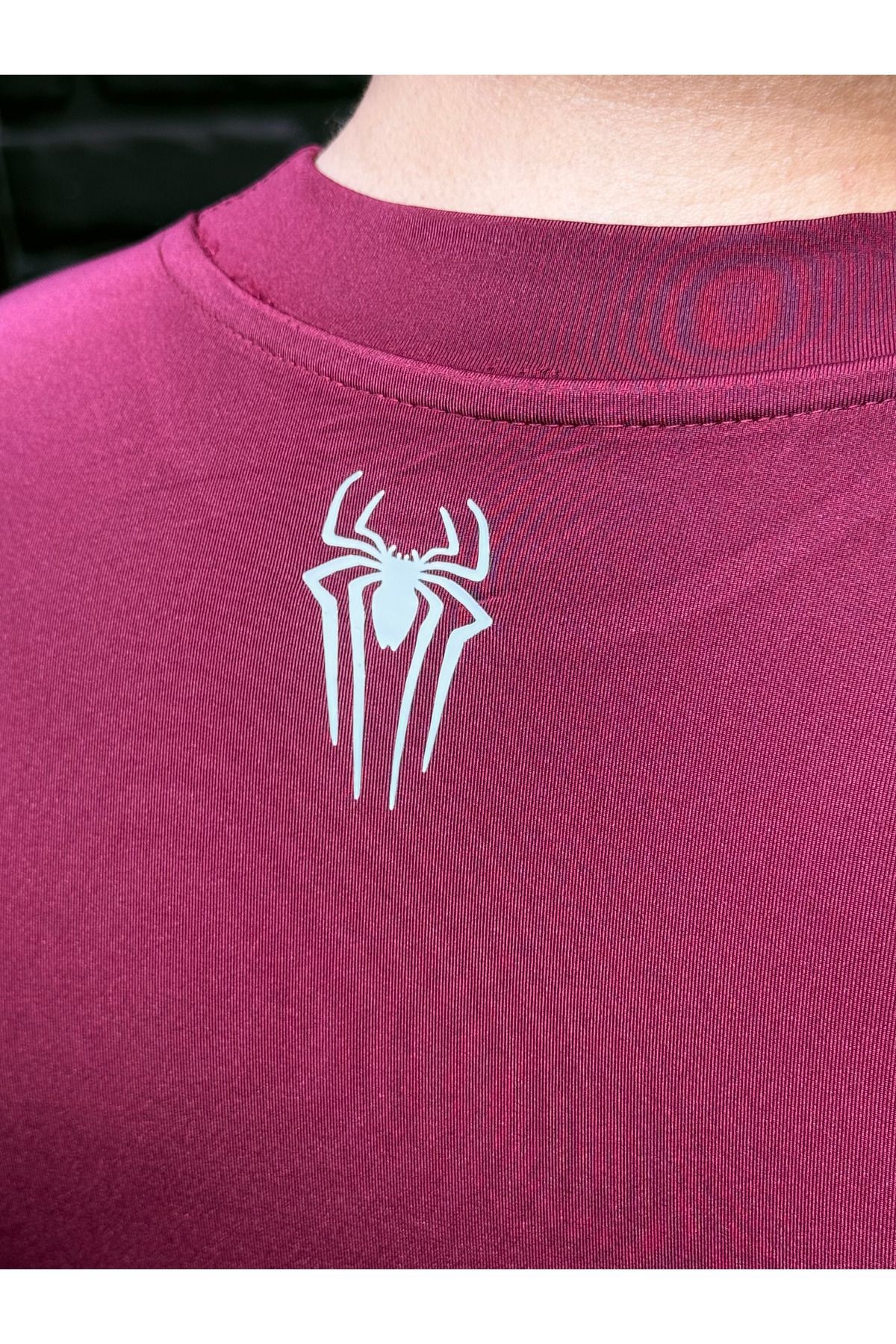 Bordo Beyaz Compression Erkek Sporcu Atlet - Kaslı Fit Kesim