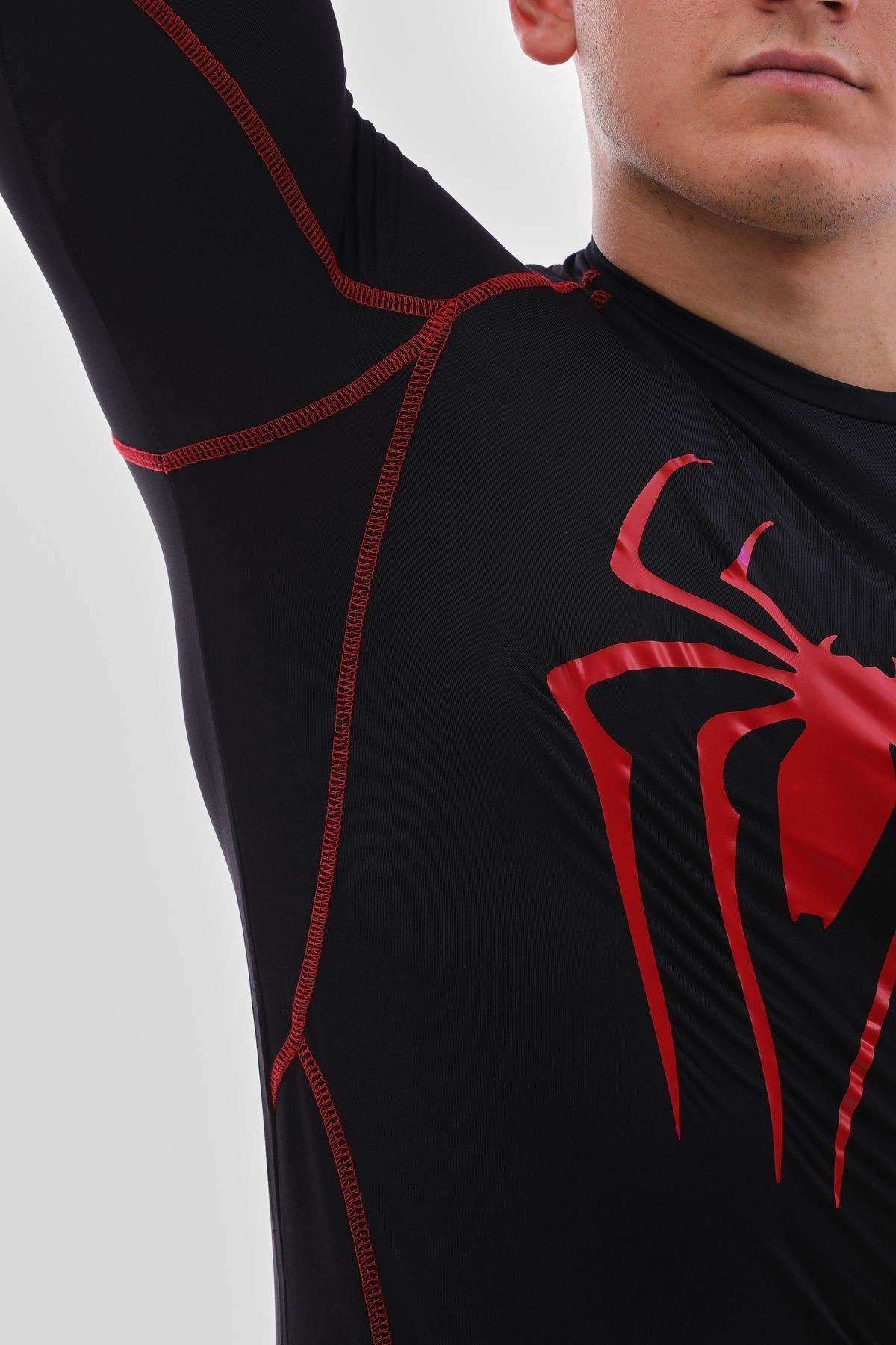 Uzun Kollu Erkek Compression Spor Body Spiderman Fit Esnek Tişört Spor Giyim