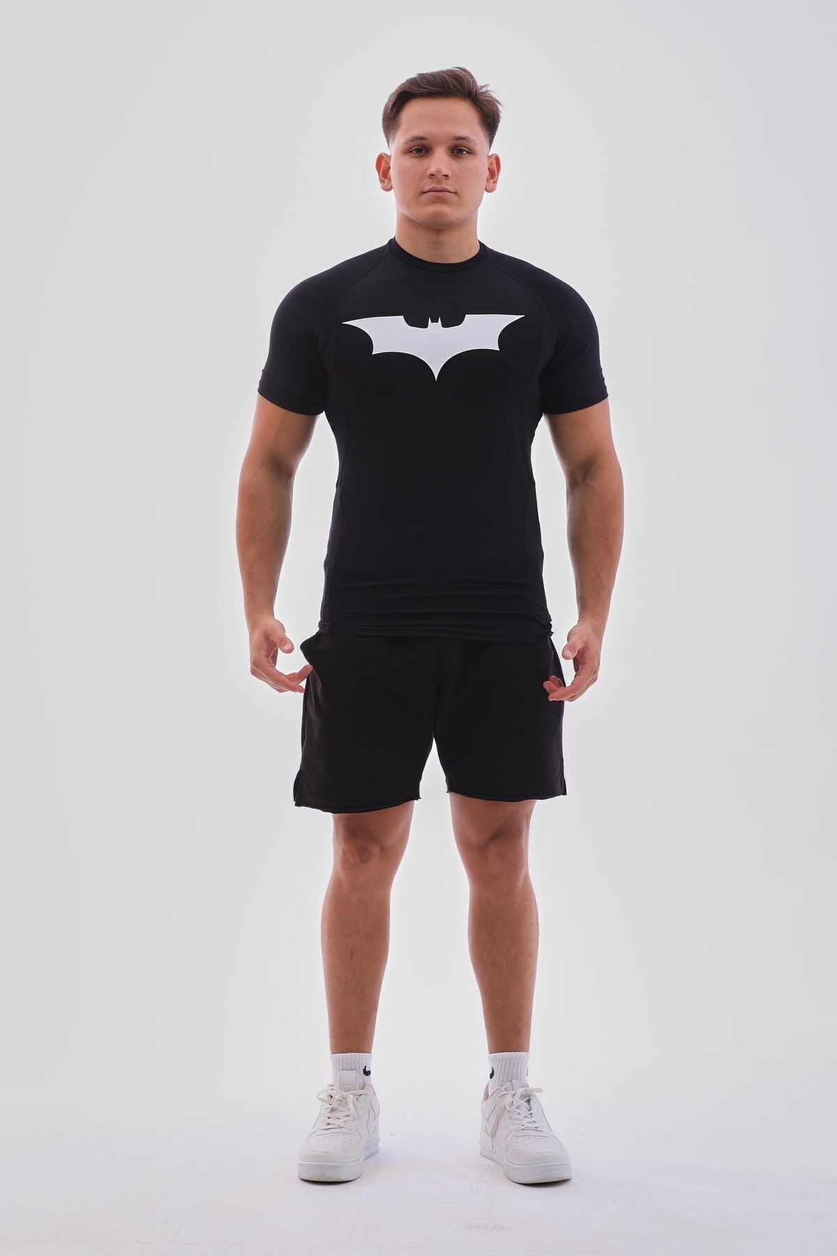 Erkek Compression Tişört Batman Baskılı Siyah Spor Body