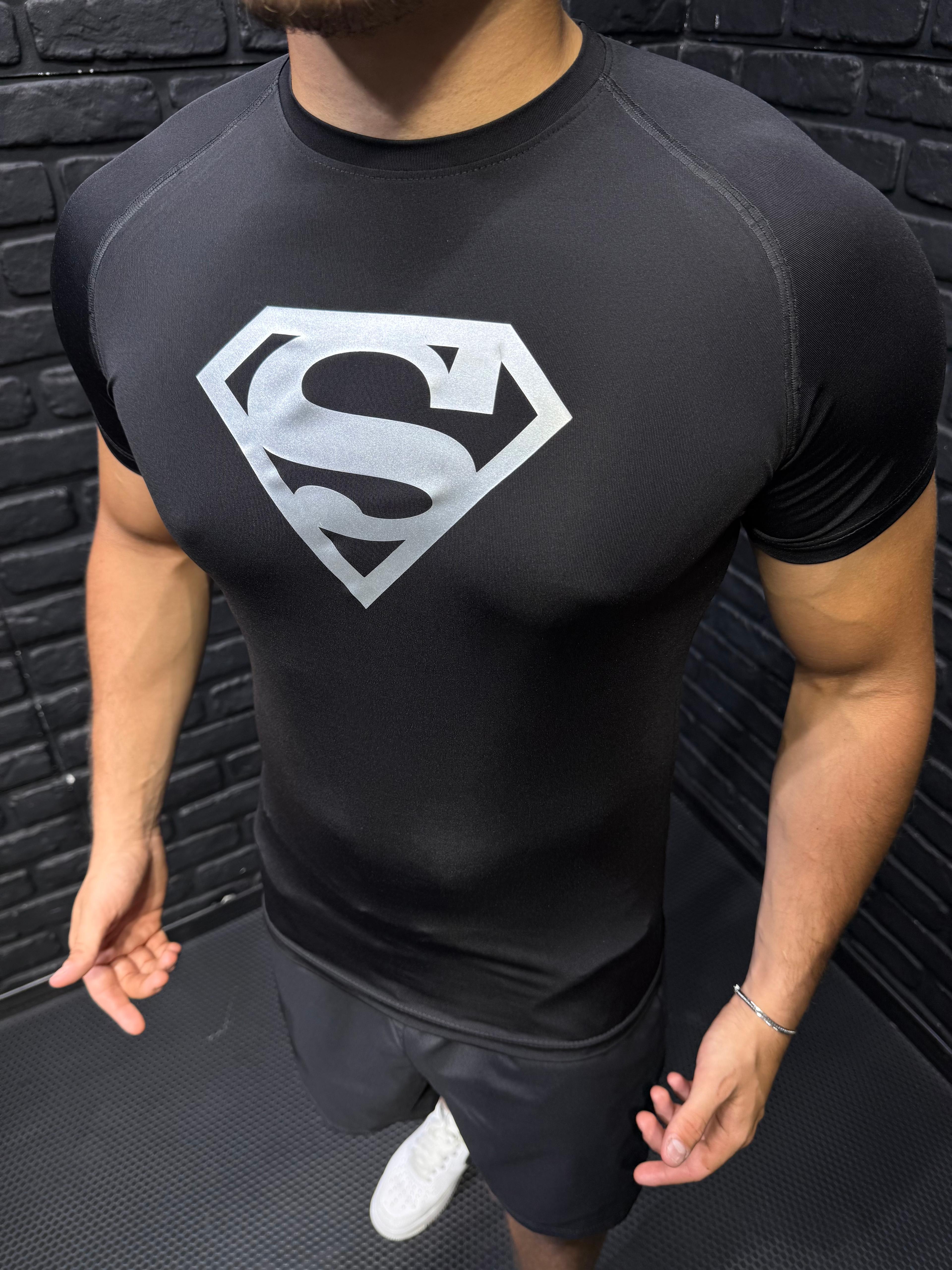 Superman Siyah Compression T-Shirt