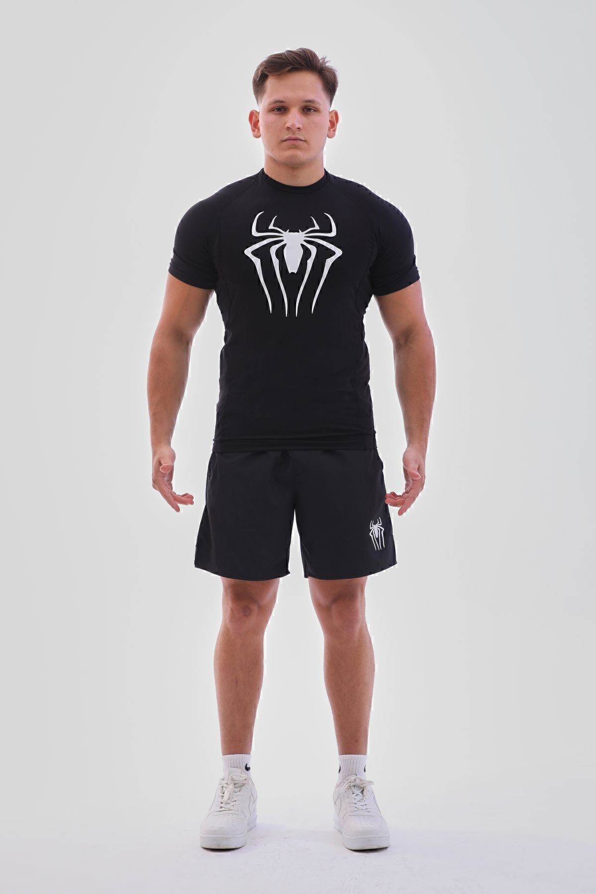 Örümcek Compression Tshirt Siyah Spor Tişört