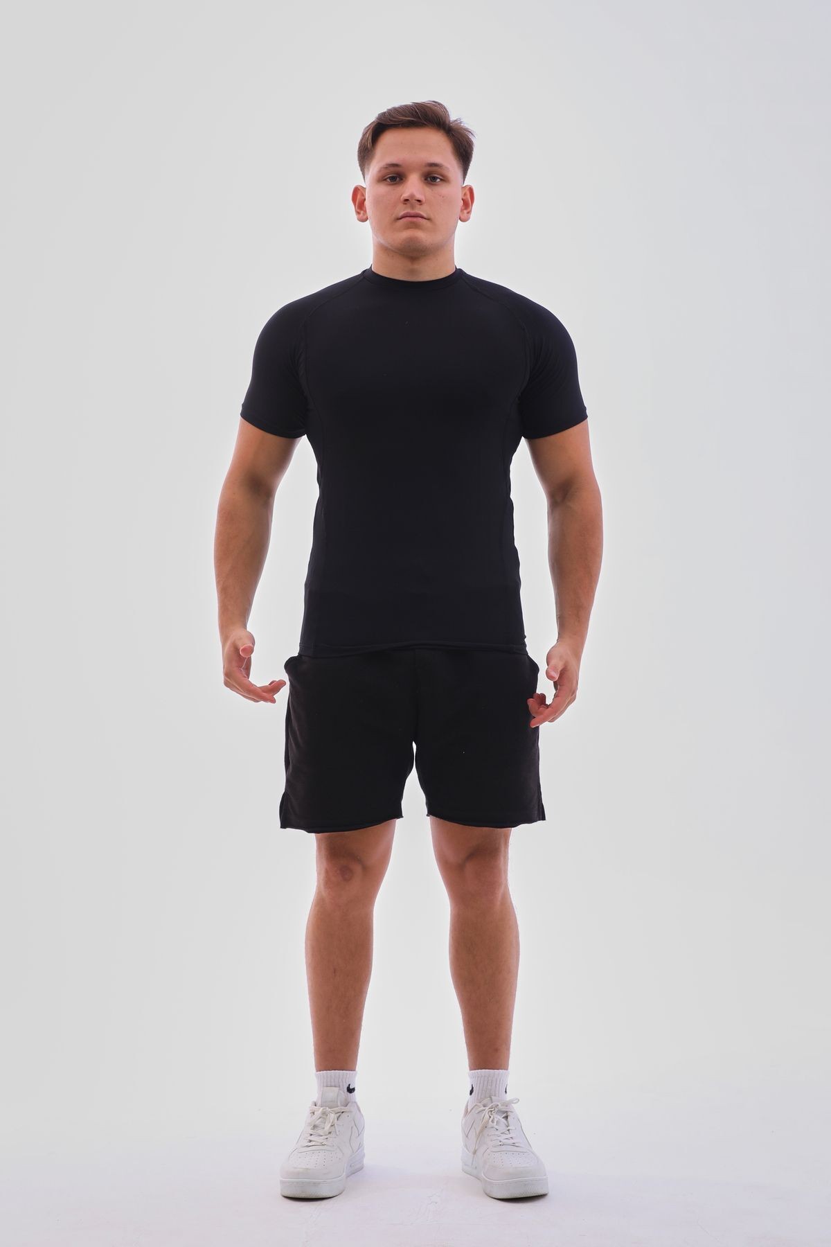 Erkek Spor Tişört Compression Süper Esnek Ve Dar Body Siyah Slim Fit