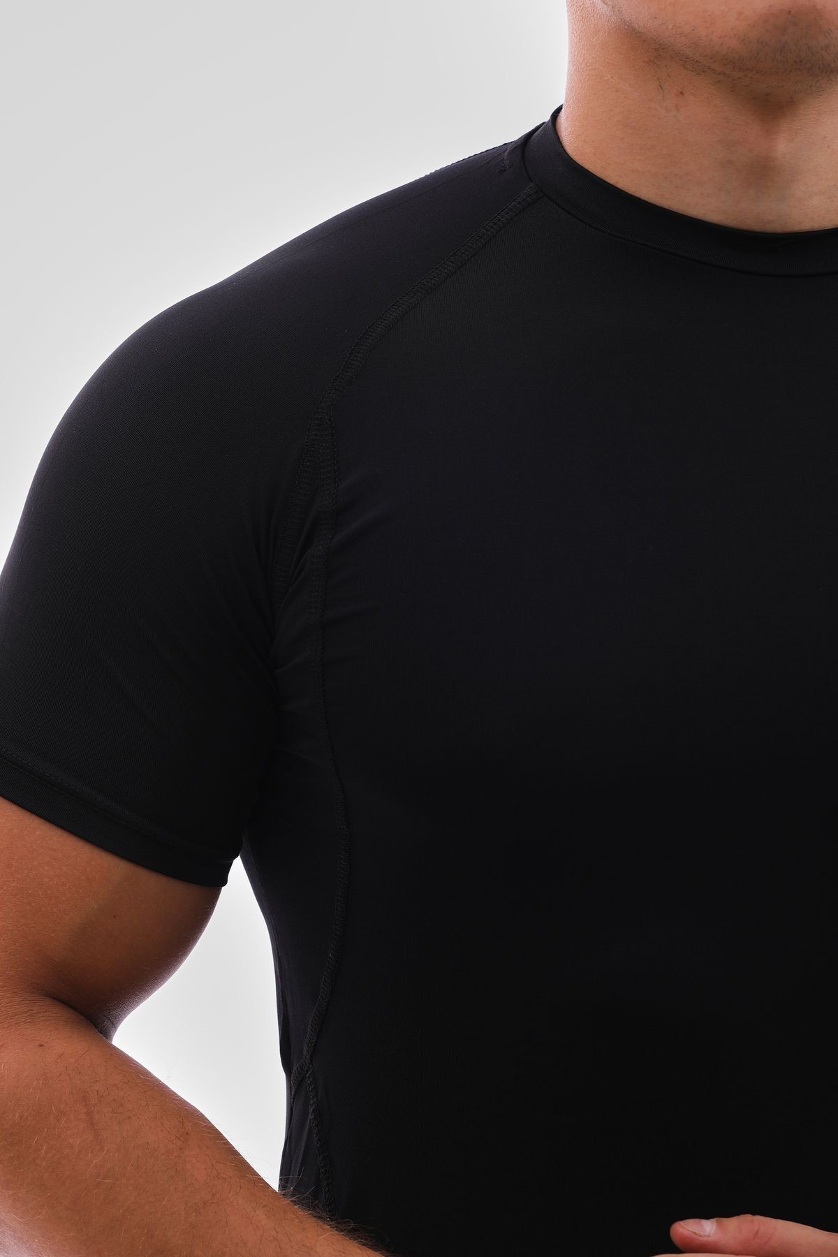 Erkek Spor Tişört Compression Süper Esnek Ve Dar Body Siyah Slim Fit