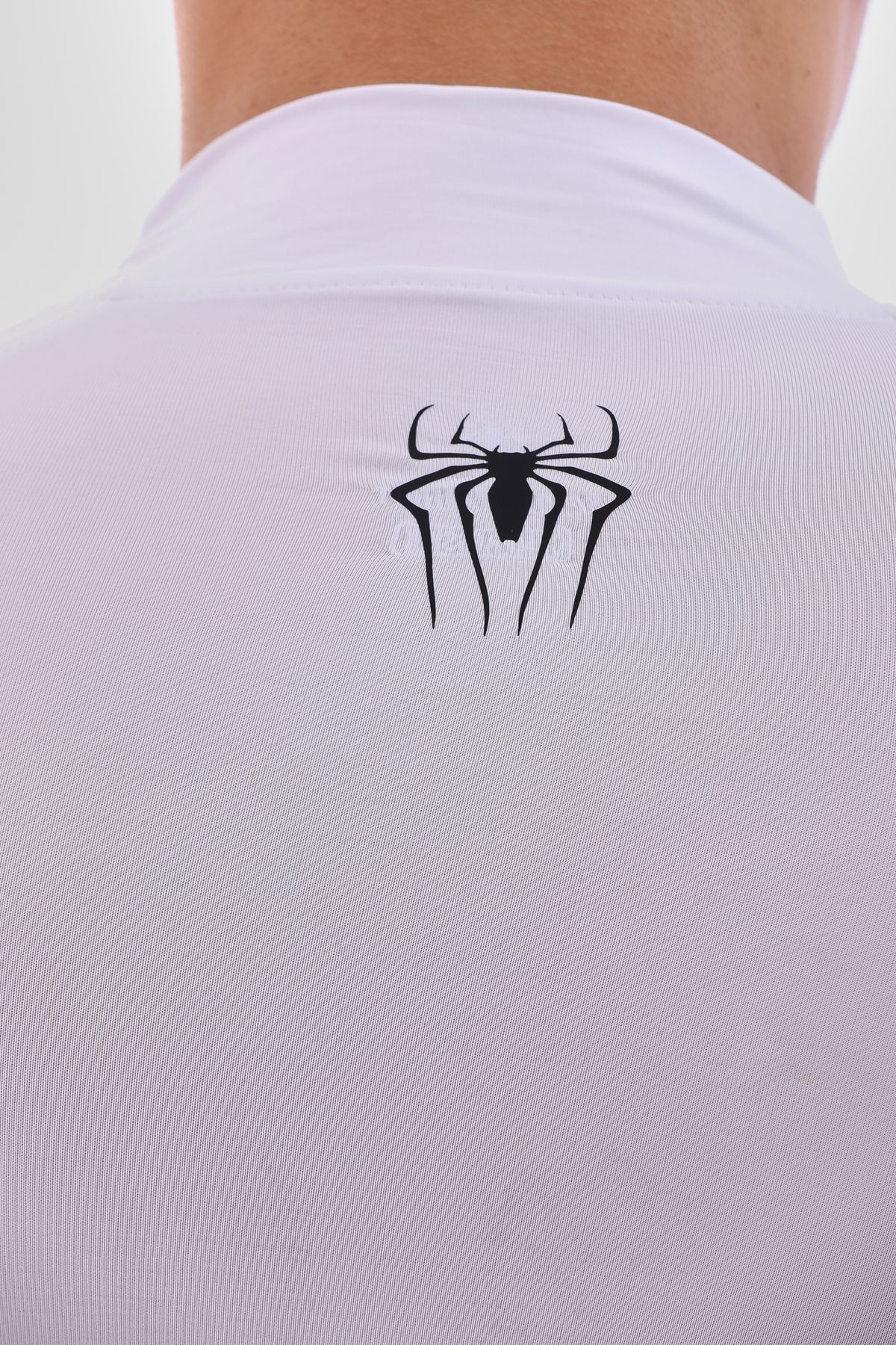 Boğazlı Compression Body Spiderman Slim Fit Beyaz Esnek Spor
