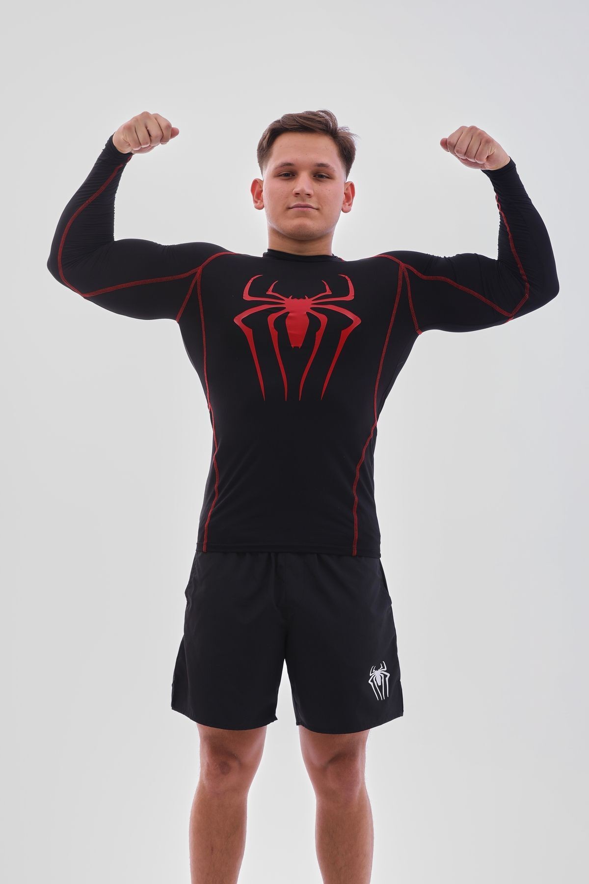 Uzun Kollu Erkek Compression Spor Body Spiderman Fit Esnek Tişört Spor Giyim