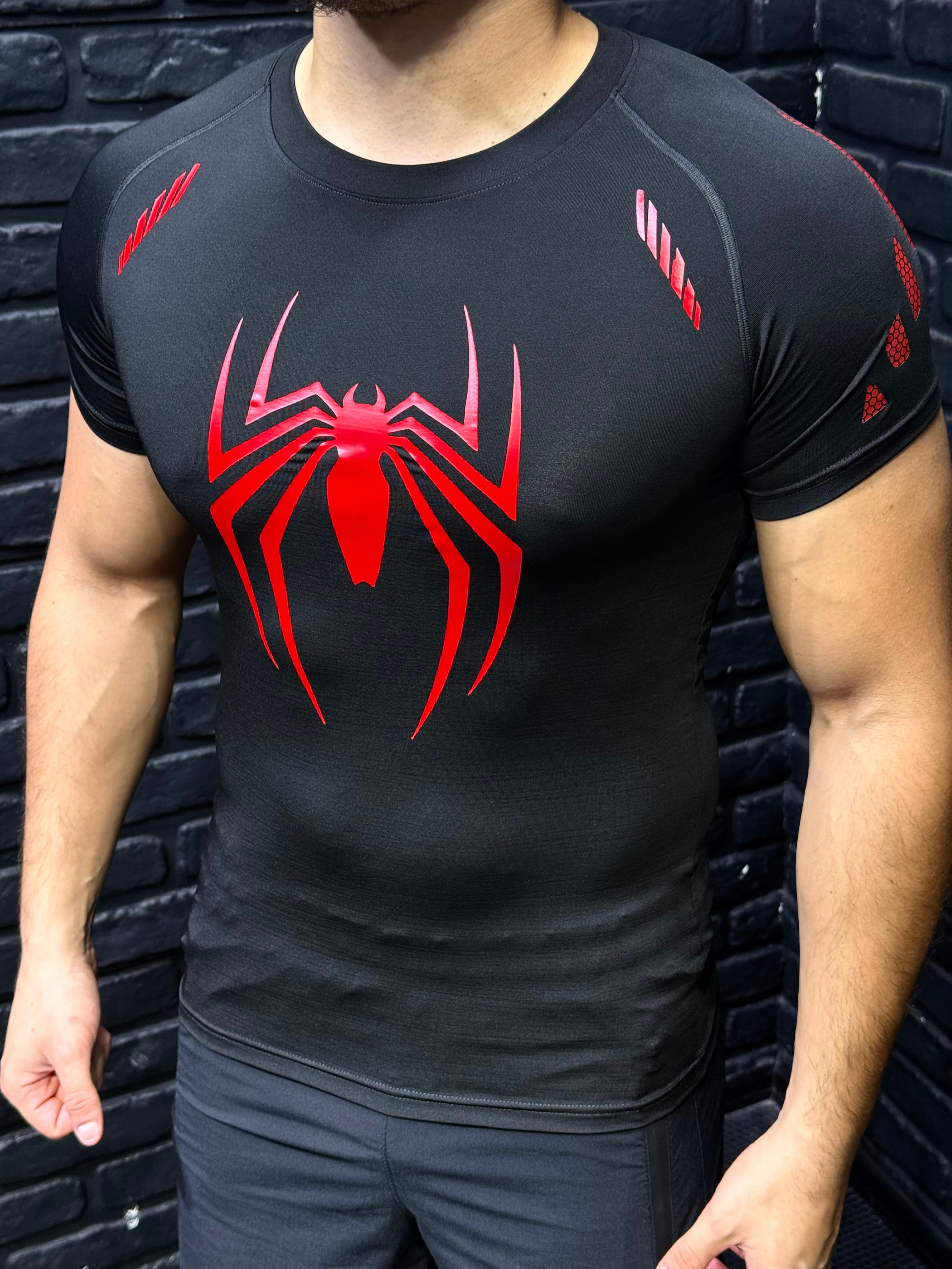 Spider Pro Compression T-Shirt - Siyah - Kırmızı